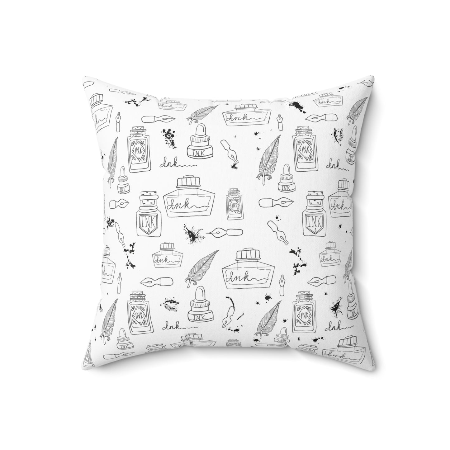 Tortured Poets Inspired Black and White Spun Polyester Square Pillow | 14", 16", 18", 20" inches | Swiftie Gift | ink, pen, feathers, writer