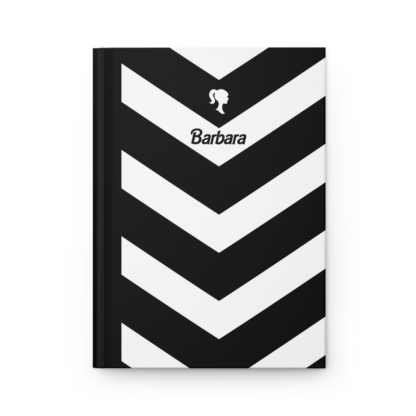 Hardcover 5.75"x8" Black Herringbone Journal Matte, 150 lined pages, BARBIE inspired Composition Book, Unique Valentine's Day Gift for Kids