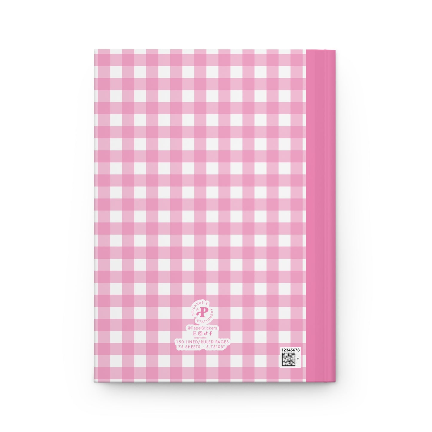 Personalized Hardcover 5.75"x8" Pink Plaid Heart Journal, Lined Page, BARBIE inspired Composition Book, Unique Valentine's Day Gift for Kids