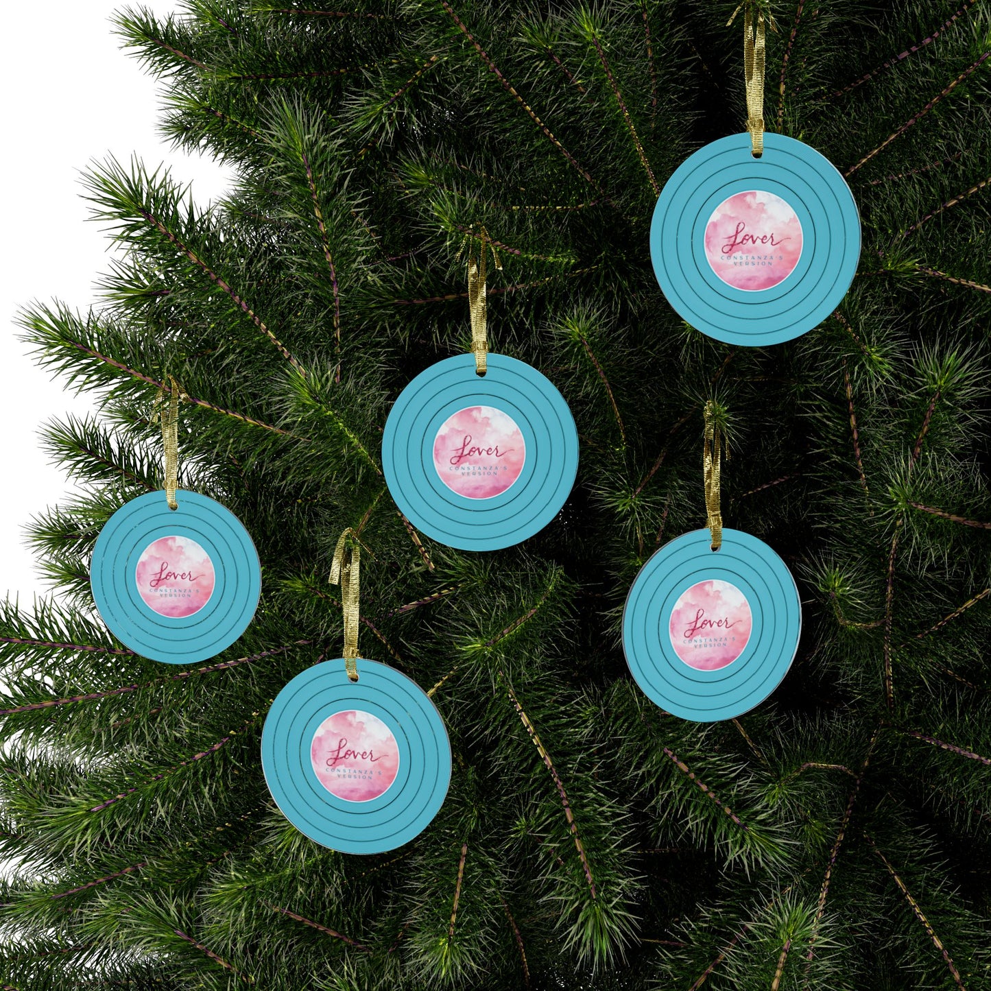 Personalized Acrylic Ornaments, LOVER Blue Clouds Vinyl Record | CUSTOM VERSION, Name or Era | 4" x 4" | Swiftie Gift Fan Present