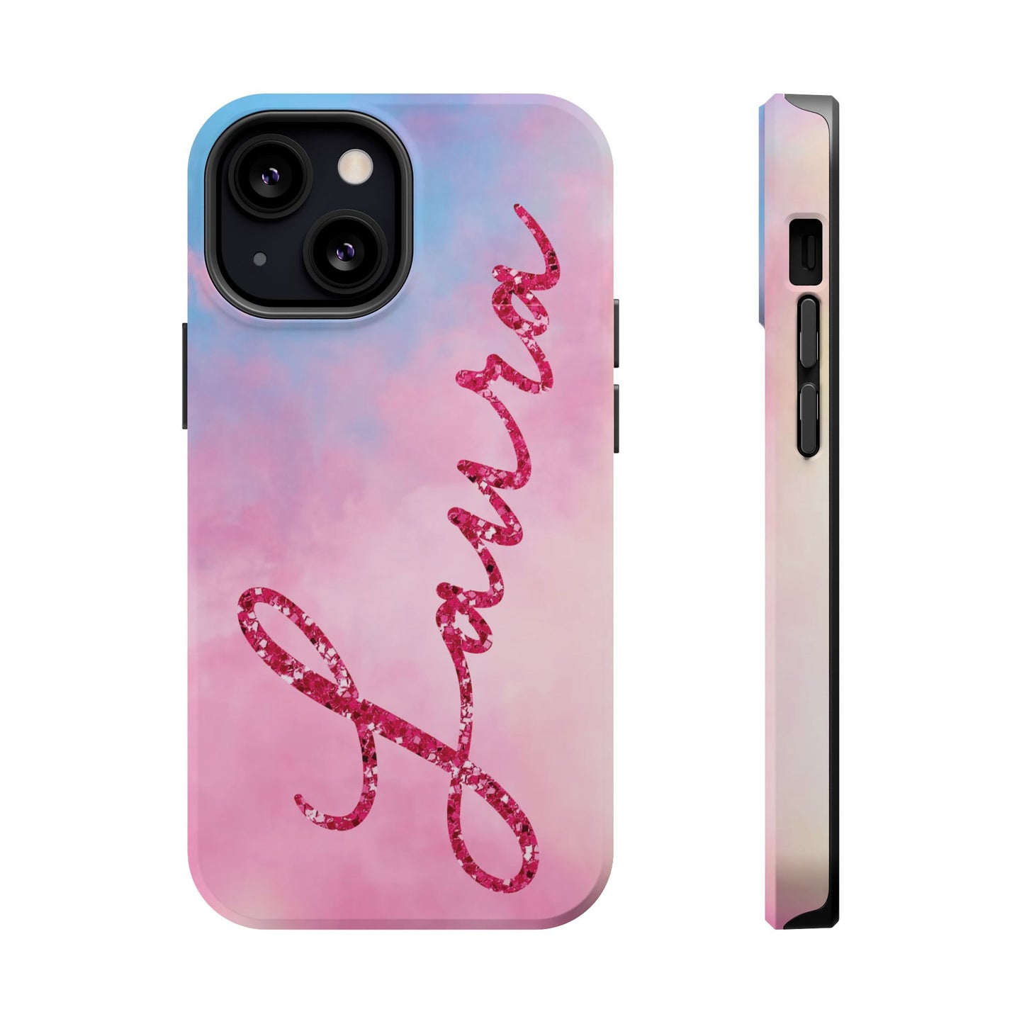 CUSTOM MagSafe Tough Cases | LOVER Faux Pink Glitter Personalized Name | iPhone 15, 14, 13 | Perfect Unique Present Swiftie Fan Gift