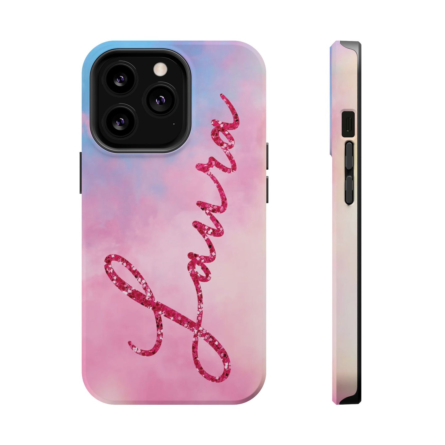 CUSTOM MagSafe Tough Cases | LOVER Faux Pink Glitter Personalized Name | iPhone 15, 14, 13 | Perfect Unique Present Swiftie Fan Gift