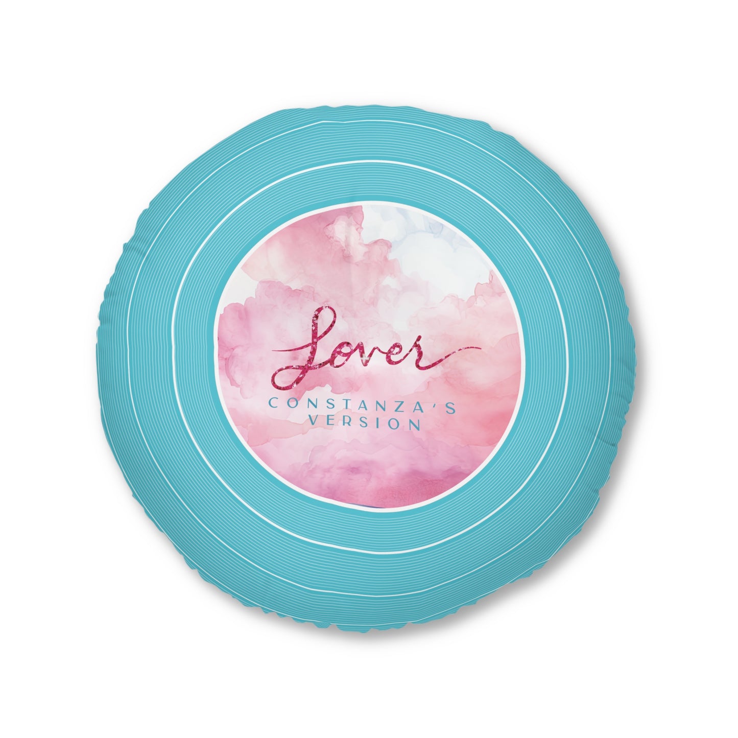 Personalized Tufted Floor Pillow, LOVER Pink and Blue Vinyl Record CUSTOM VERSION Name or Era | 30"x30" & 26"x26" | Swiftie Gift Fan Present