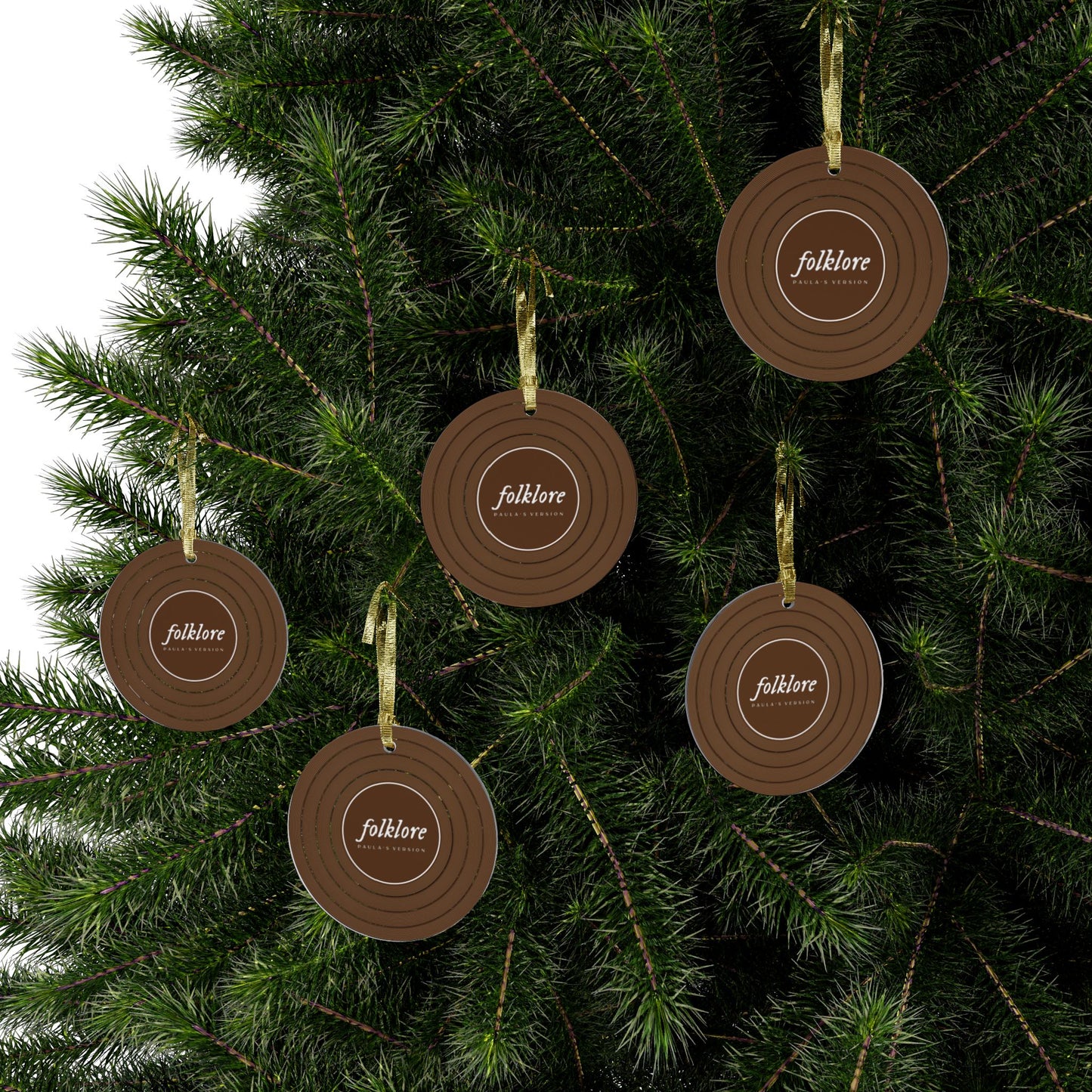 Personalized Acrylic Ornaments, FOLKLORE Brown Vinyl Record | CUSTOM VERSION, Name or Era | 4" x 4" | Swiftie Gift Fan Present