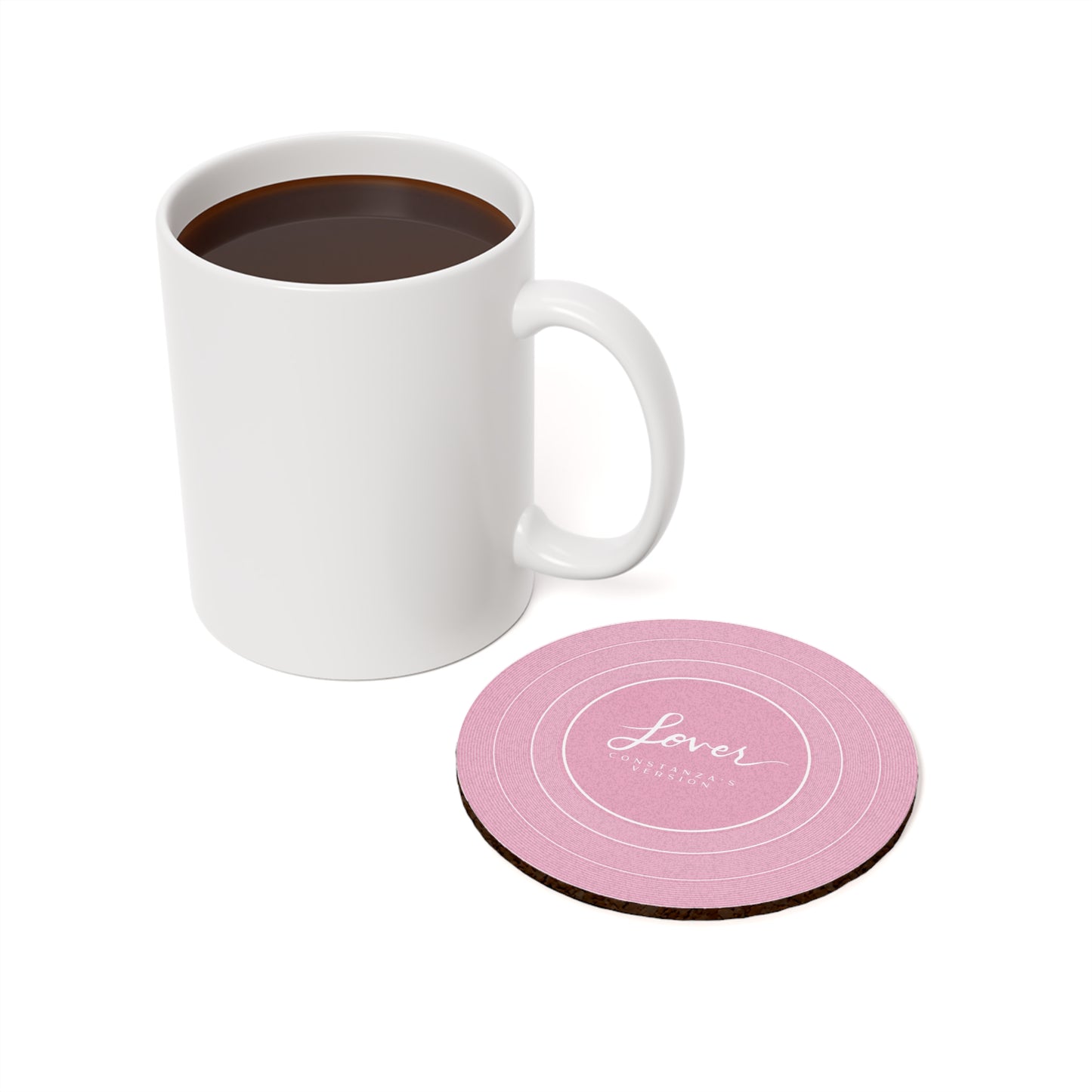 Personalized Cork Back Coaster LOVER Pink Vinyl Record | CUSTOM VERSION, Name or Era | 4" x 4" | Swiftie Gift Fan Present