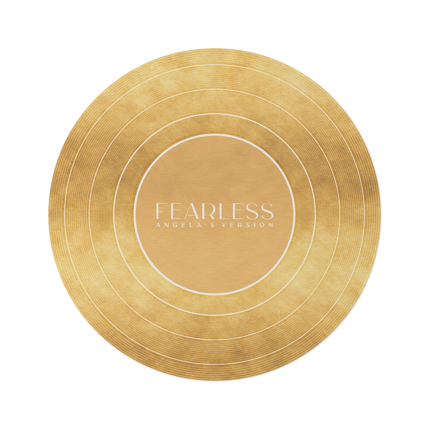Personalized Round Rug FEARLESS Faux Gold Vinyl Record | CUSTOM Version, Name and Era | 60" x 60" | Swiftie Gift Fan Present