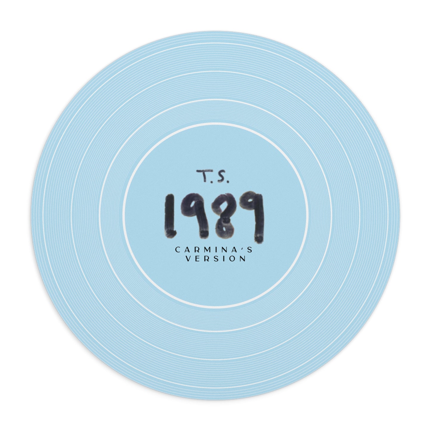 Personalized Mouse Pad, 1989 Sky Blue Vinyl Record | CUSTOM Version's Name or ERA | Round 8" x 8" | Swiftie Fan Gift Present