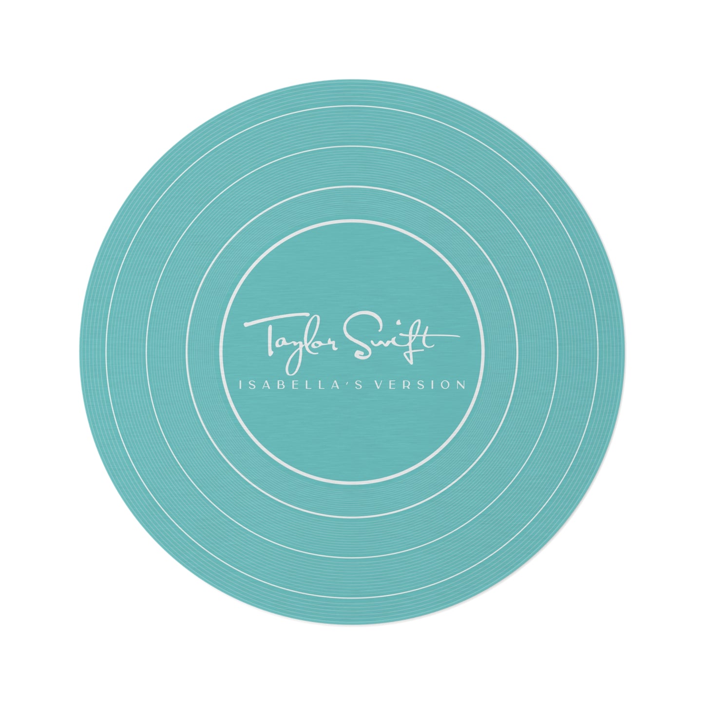 Personalized Round Rug AQUA BLUE Vinyl Record | CUSTOM Version, Name and Era | 60" x 60" | Swiftie Gift Fan Present