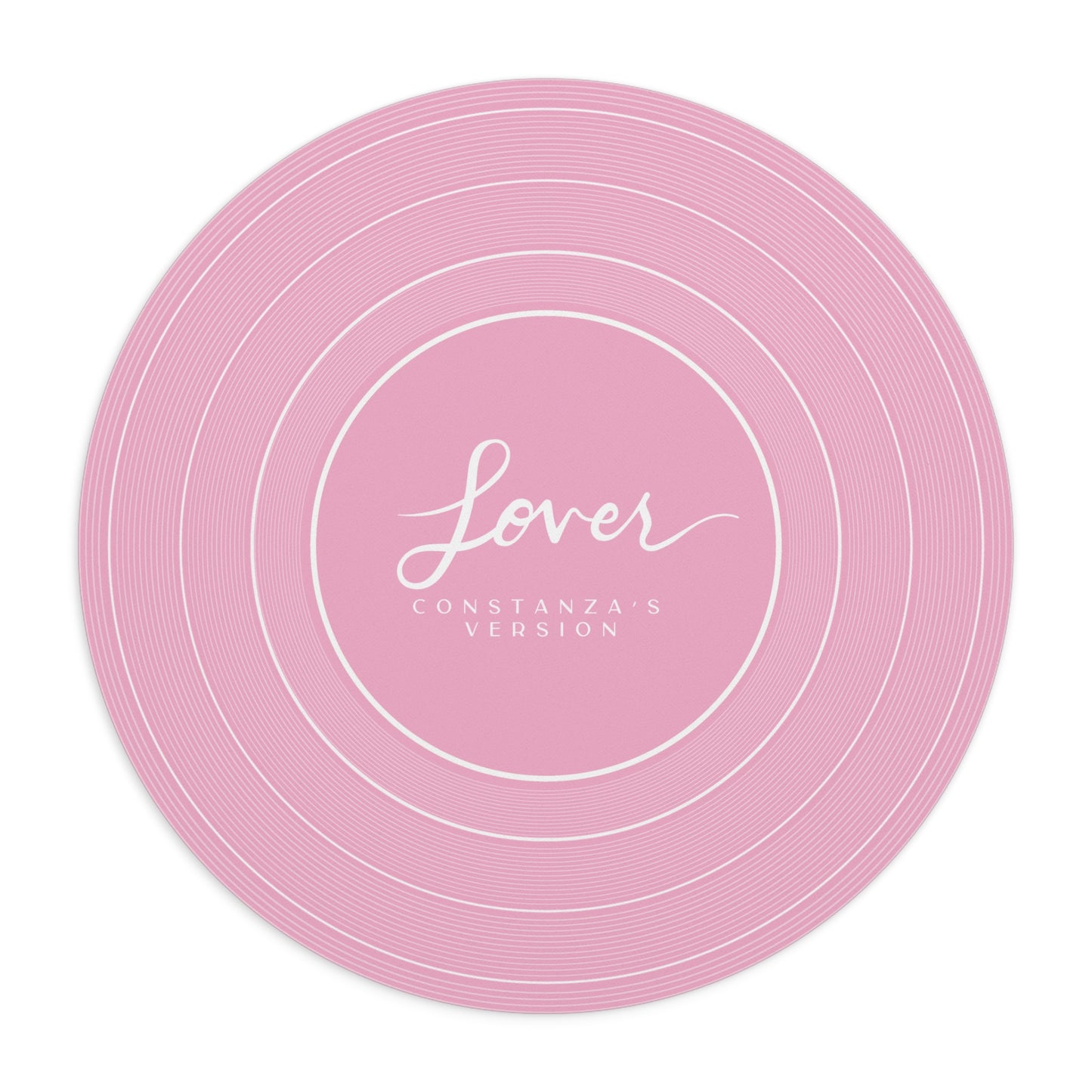 Personalized Mouse Pad, LOVER Pink Vinyl Record | CUSTOM Version's Name or ERA | Round 8" x 8" | Swiftie Fan Gift Present