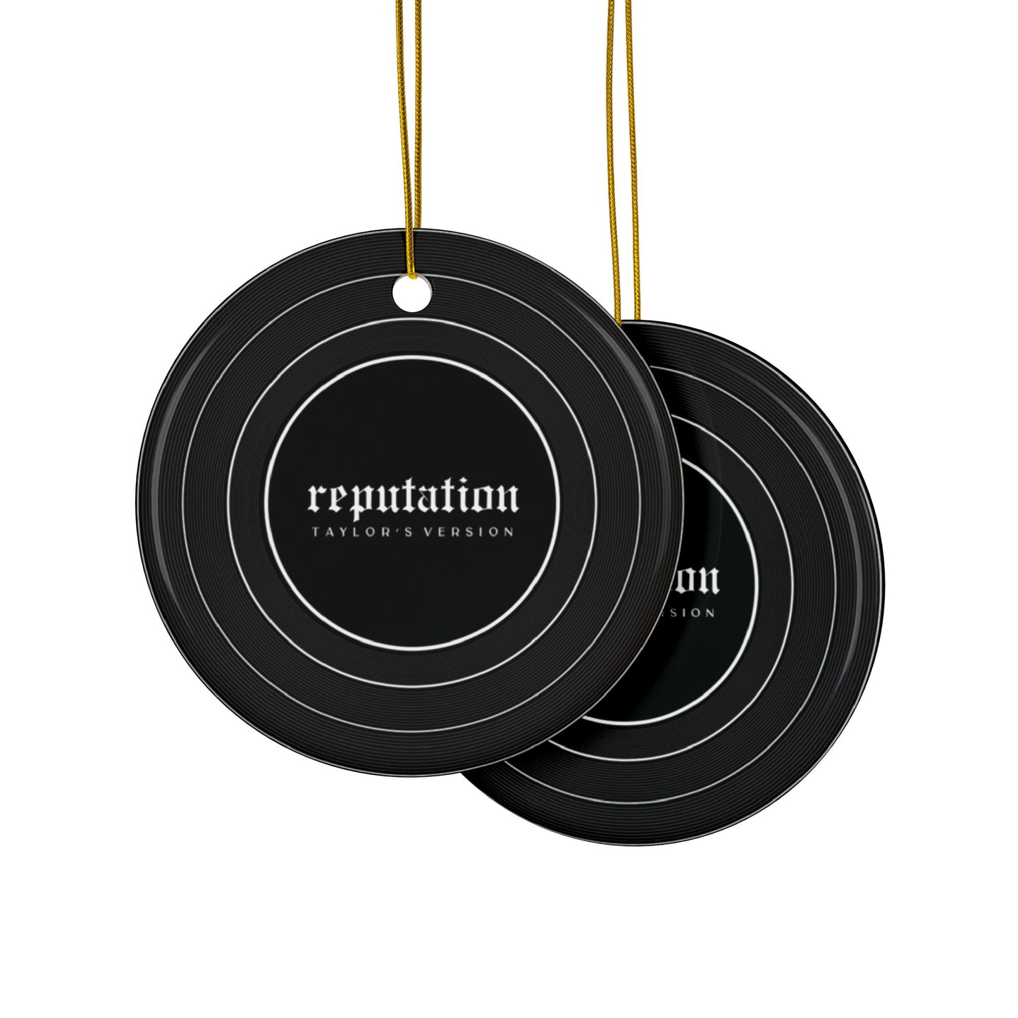 Personalized Ceramic Ornament, REPUTATION Black Vinyl Record | CUSTOM VERSION's Name or Era | 4" x 4" | Swiftie Gift Fan Present