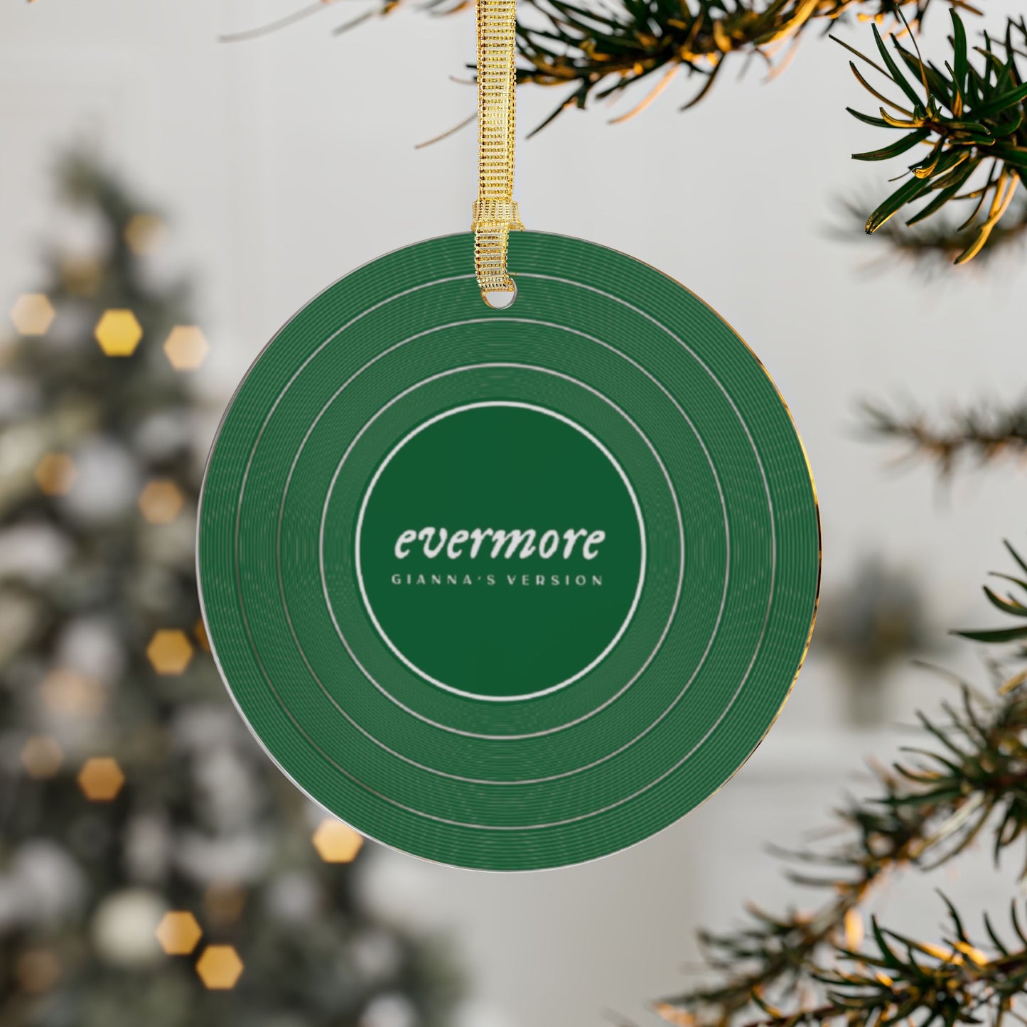 Personalized Acrylic Ornaments, EVERMORE Forest Green Vinyl Record | CUSTOM VERSION Name or Era | 4" x 4" | Swiftie Gift Fan Present