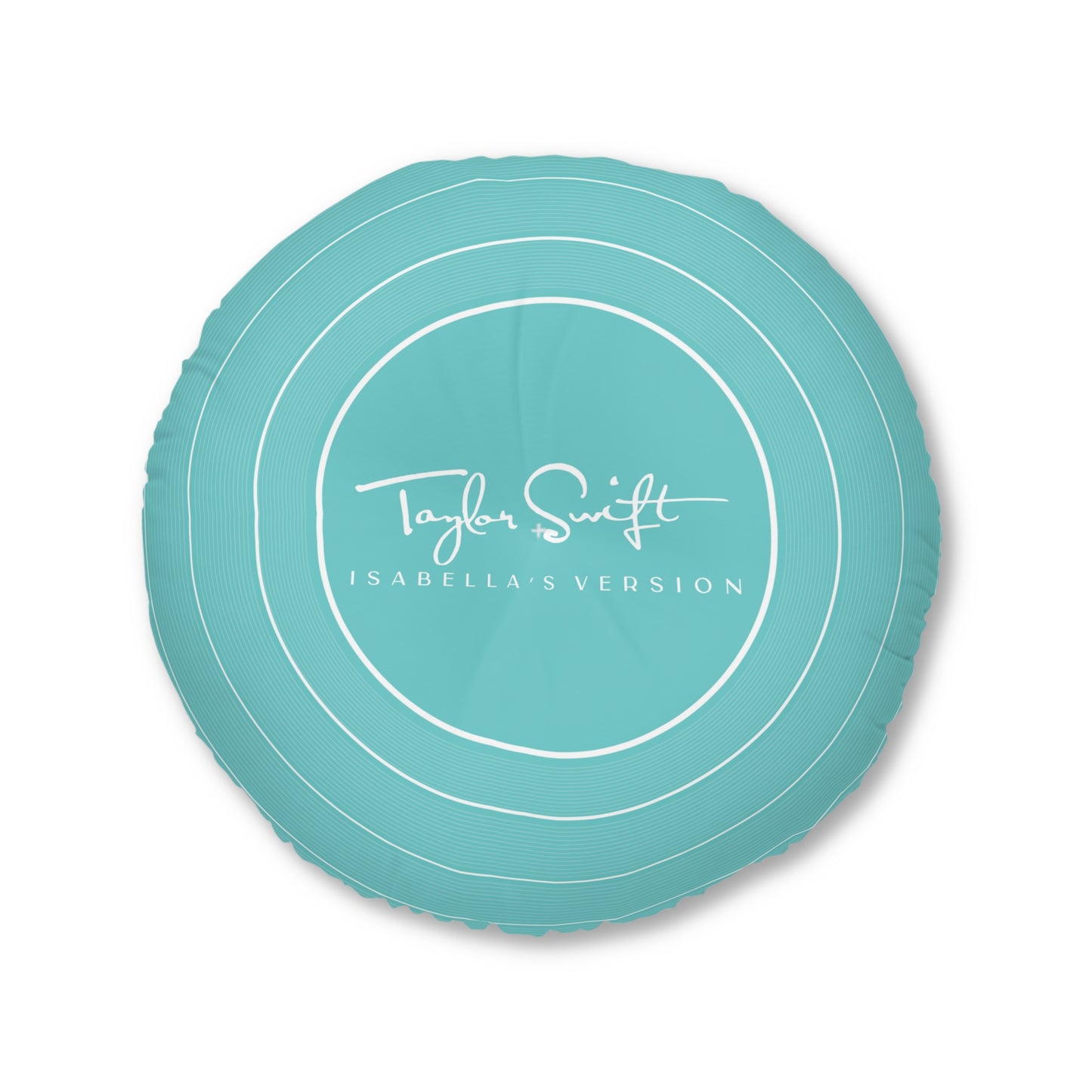 Personalized Tufted Floor Pillow, AQUA BLUE Vinyl Record l CUSTOM Version Name and Era | 30"x30" & 26"x26" | Swiftie Gift Fan