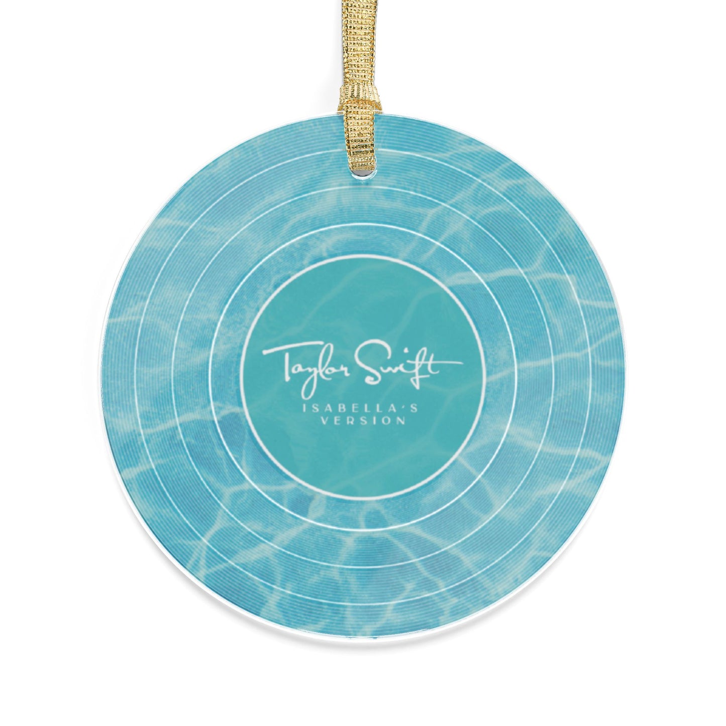 Personalized Acrylic Ornaments | Pool Water BLUE Vinyl Record | CUSTOM Version, Name or Era | 4" x 4" | Swiftie Gift Fan Present