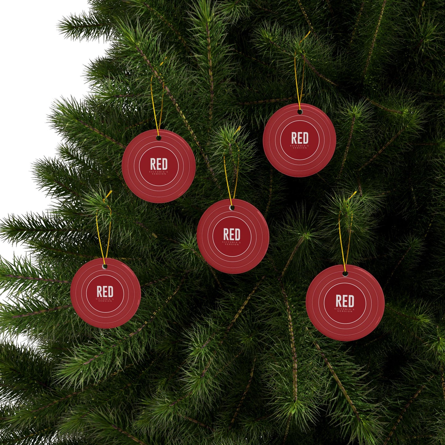 Personalized Ceramic Ornament, RED Vinyl Record | CUSTOM VERSION's Name or Era | 4" x 4" | Swiftie Gift Fan Present