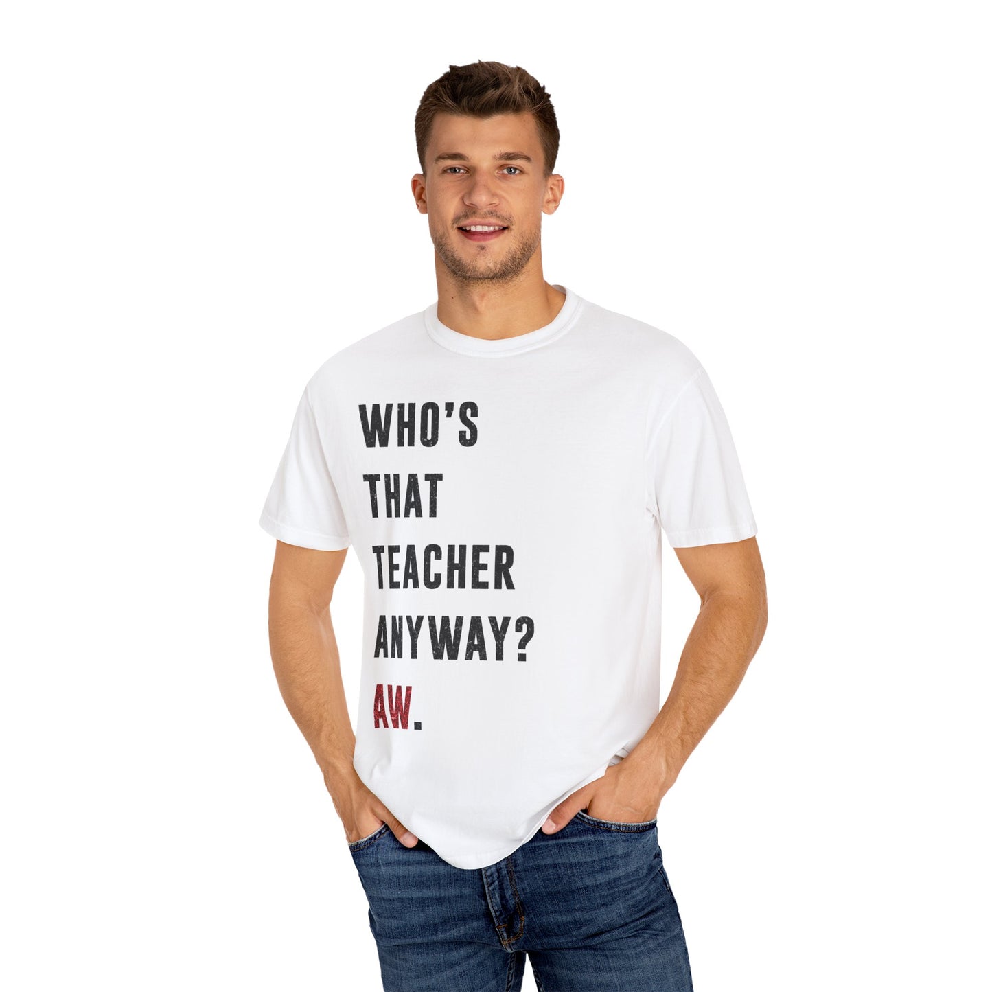 Who's That TEACHER ANYWAY? Ew | Red & Black Faux Glitter | Swiftie Graduation, Teacher Appreciation Present | Unisex T-shirt S - xxxl sizes