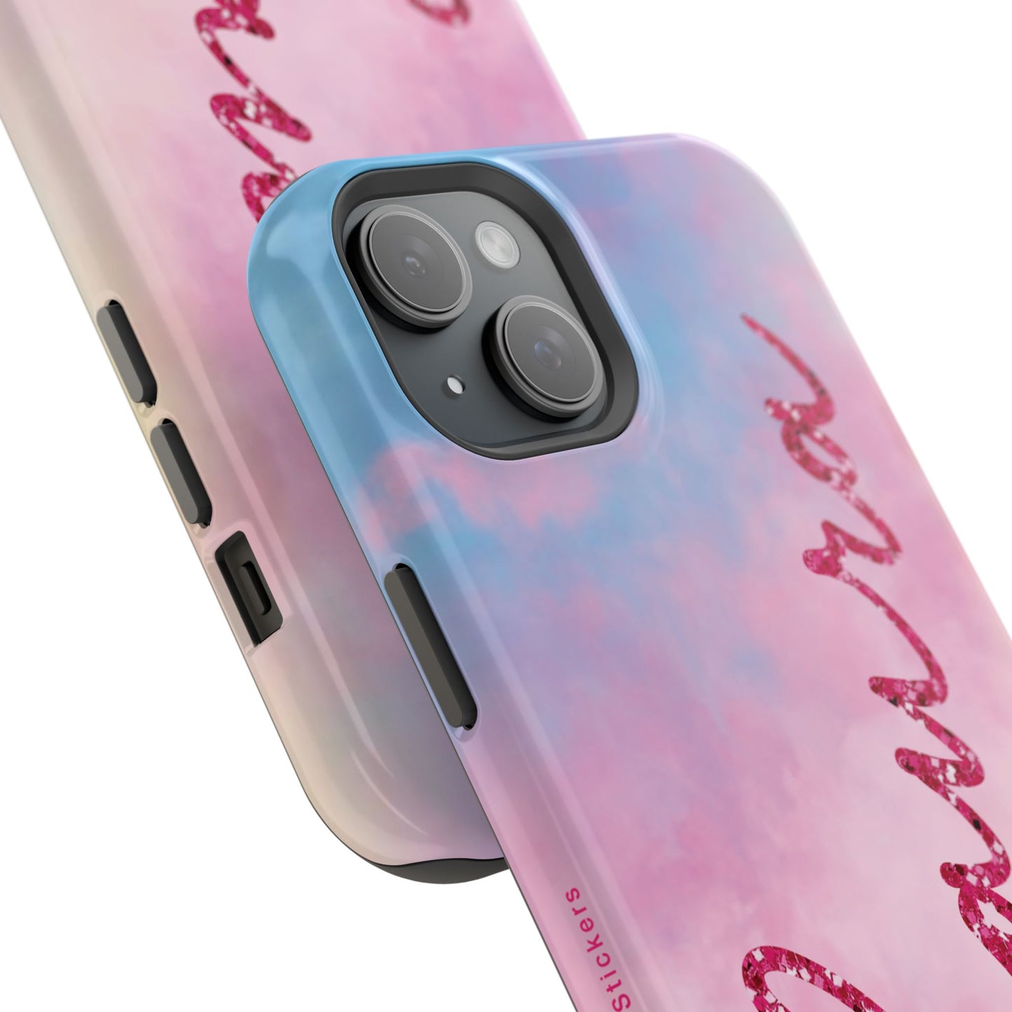 CUSTOM MagSafe Tough Cases | LOVER Faux Pink Glitter Personalized Name | iPhone 15, 14, 13 | Perfect Unique Present Swiftie Fan Gift