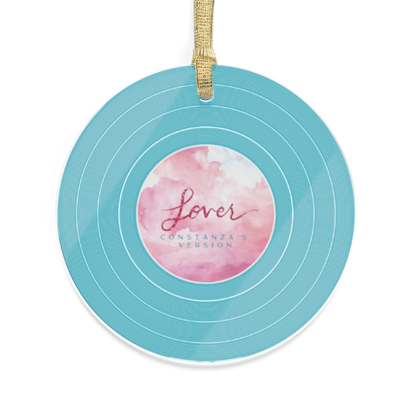 Personalized Acrylic Ornaments, LOVER Blue Clouds Vinyl Record | CUSTOM VERSION, Name or Era | 4" x 4" | Swiftie Gift Fan Present