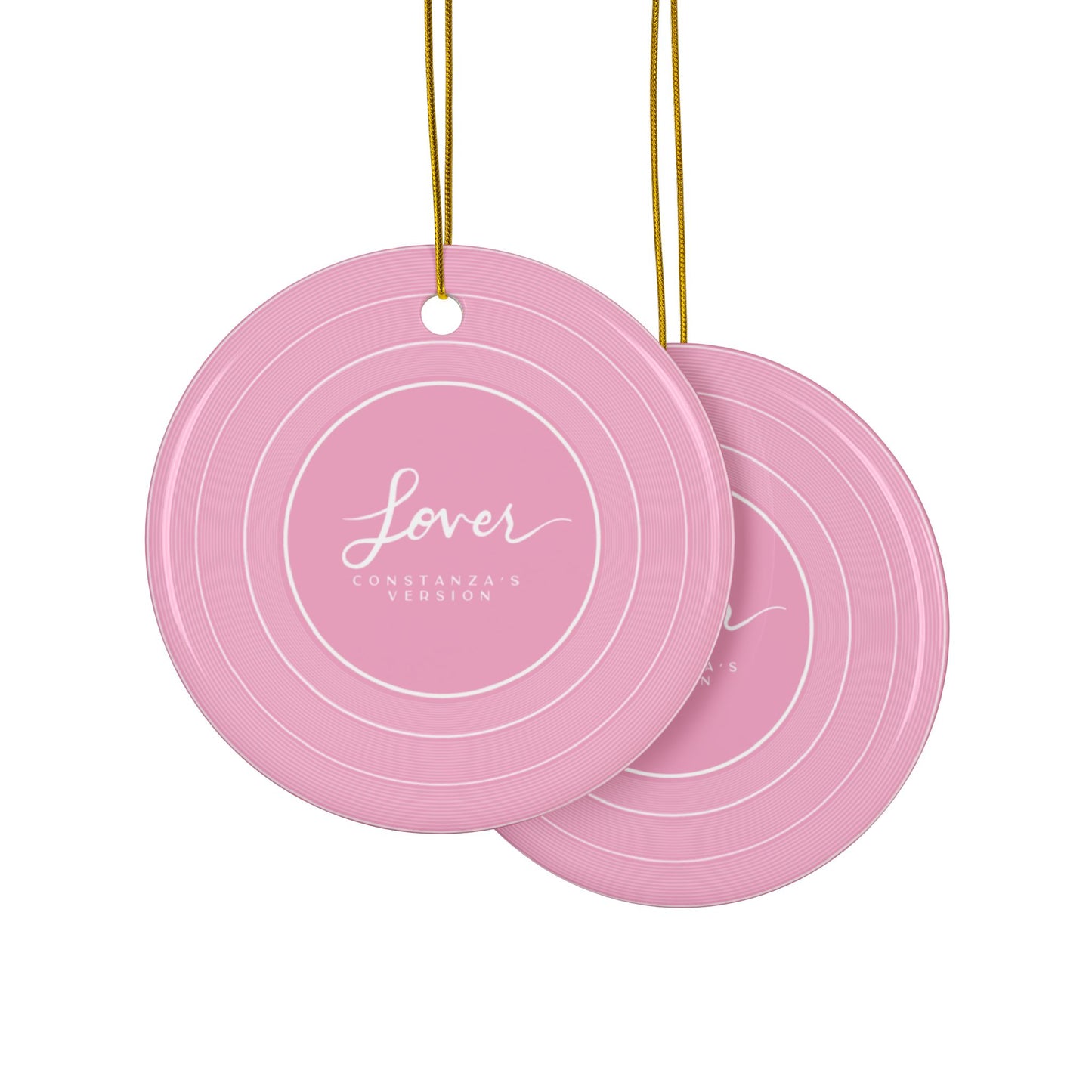 Personalized Ceramic Ornament, LOVER Pink Vinyl Record | CUSTOM VERSION's Name or Era | 4" x 4" | Swiftie Gift Fan Present