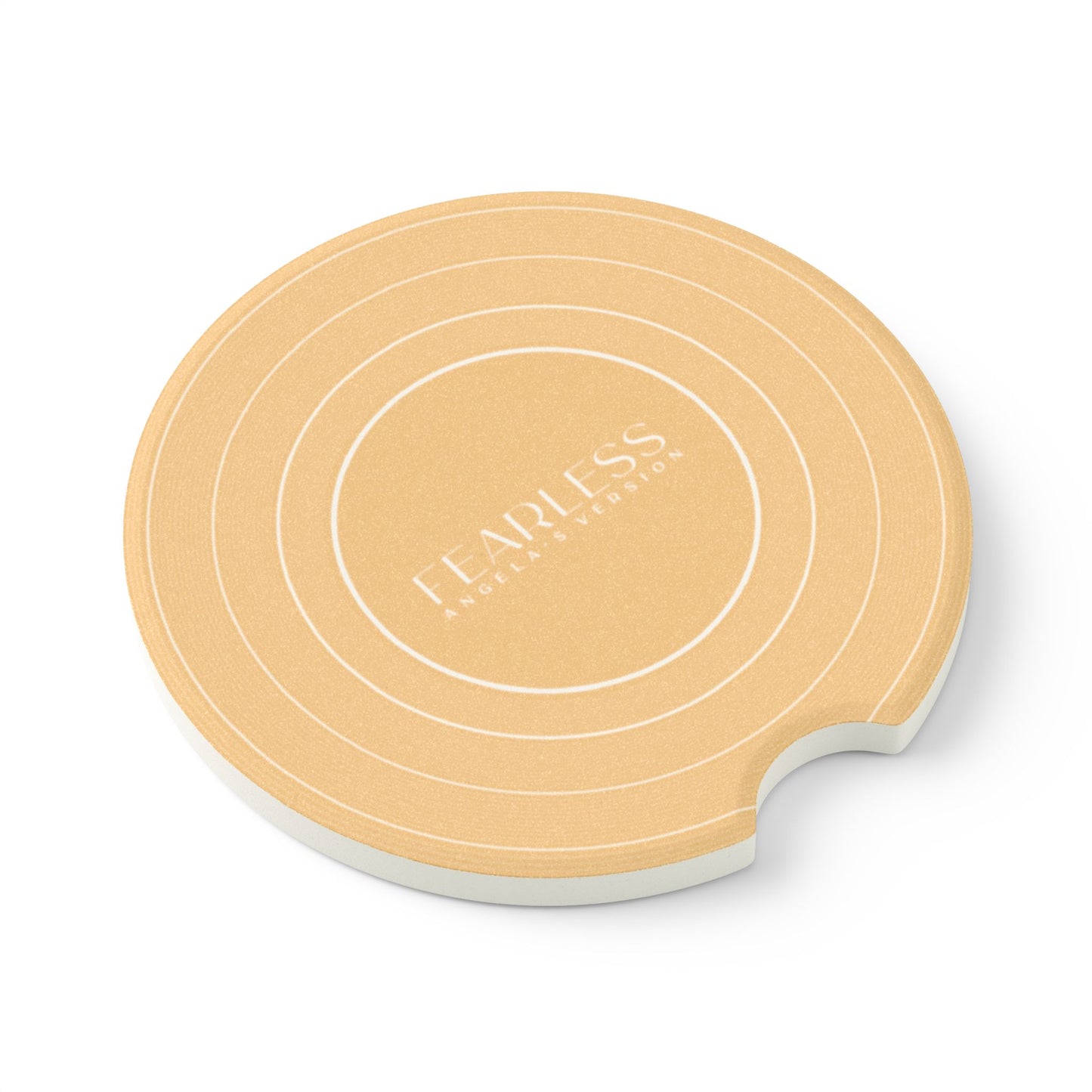 Personalized FEARLESS Golden Yellow Vinyl Record Soapstone Car Coaster, CUSTOMIZED VERSION'S Name | 2.6" x 2.6" round | Swiftie Fan Gift