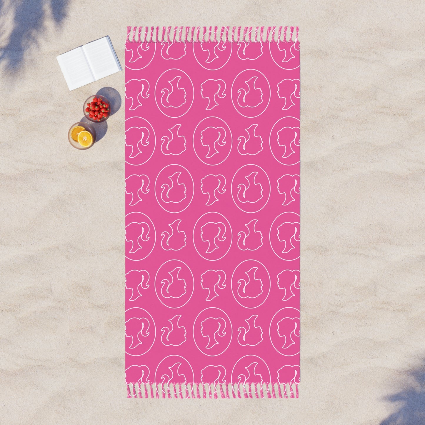 Boho Beach Cloth, Barbie/Kate Spade Inspired Beach Towel, Hot Pink
