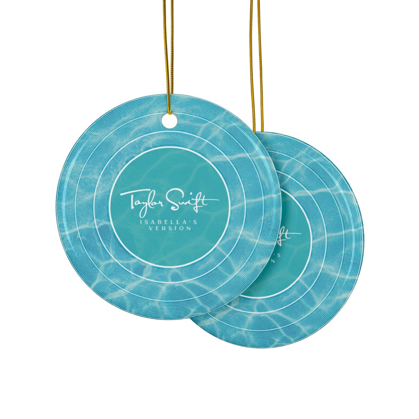 Personalized Ceramic Ornament | Pool Water BLUE Vinyl Record | CUSTOM Version, Name or Era | 4" x 4" | Swiftie Gift Fan Present