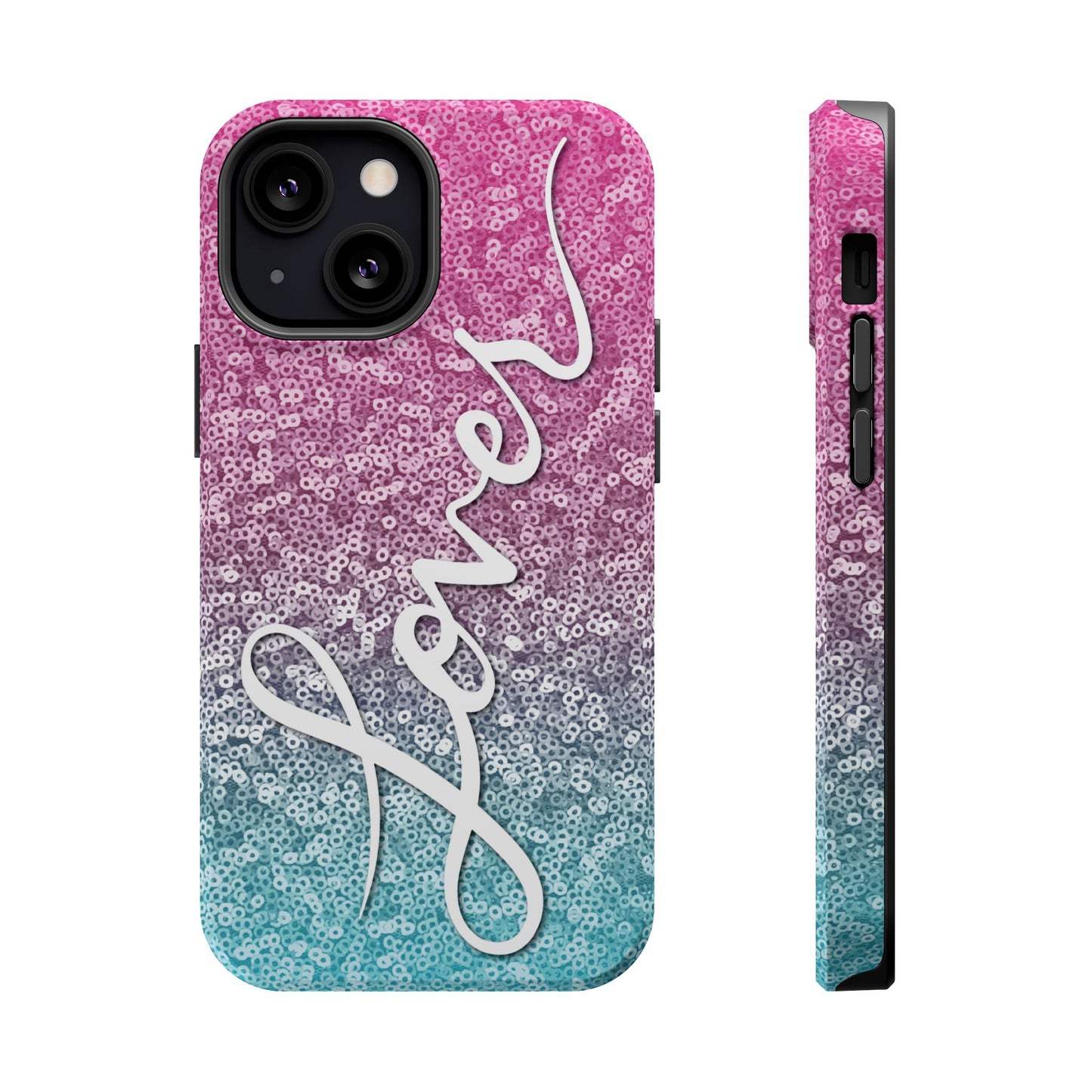 MagSafe Tough Cases | LOVER Pink Blue SEQUIN Glitter | iPhone 15, 14, 13