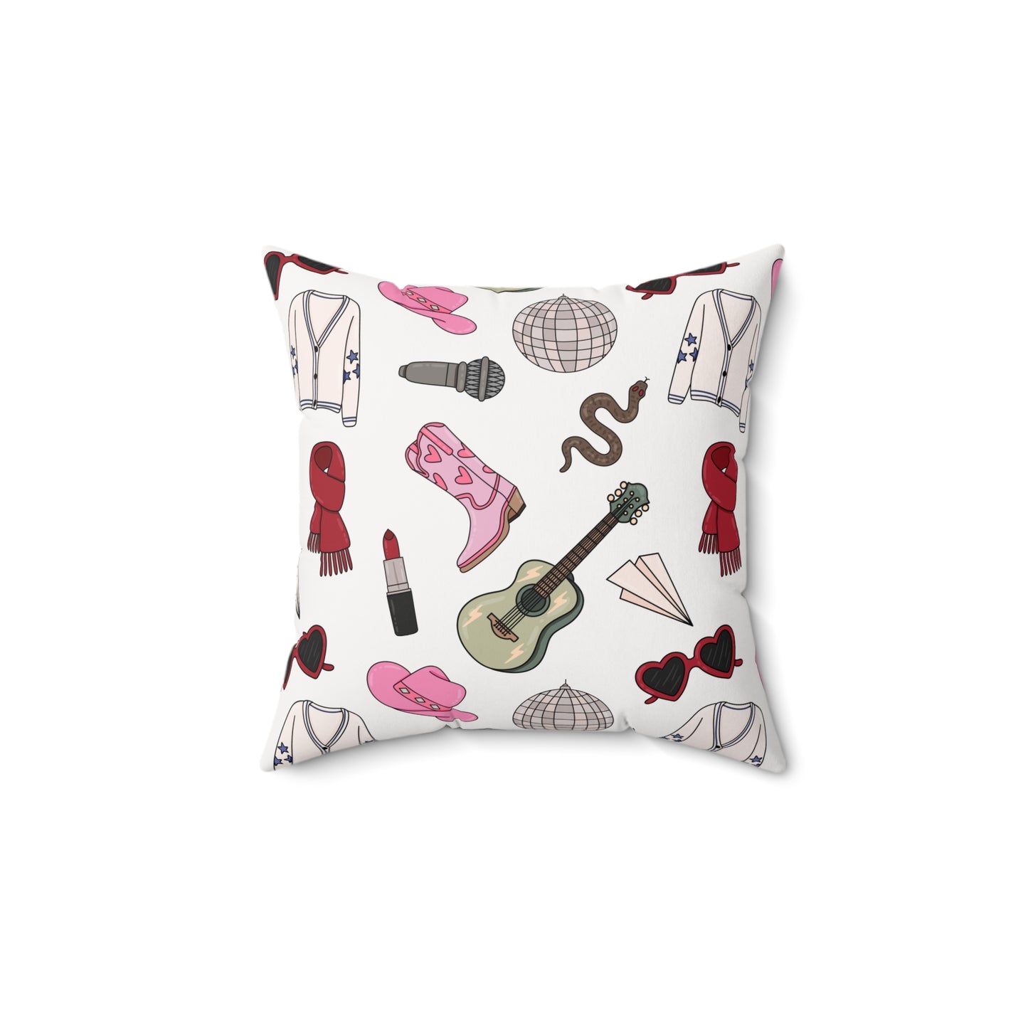 Eras Inspired Spun Polyester Square Pillow | 14x14, 16x16, 18x18, and 20x20 inches | Swiftie Gift Fan Present | All Too Well Scarf