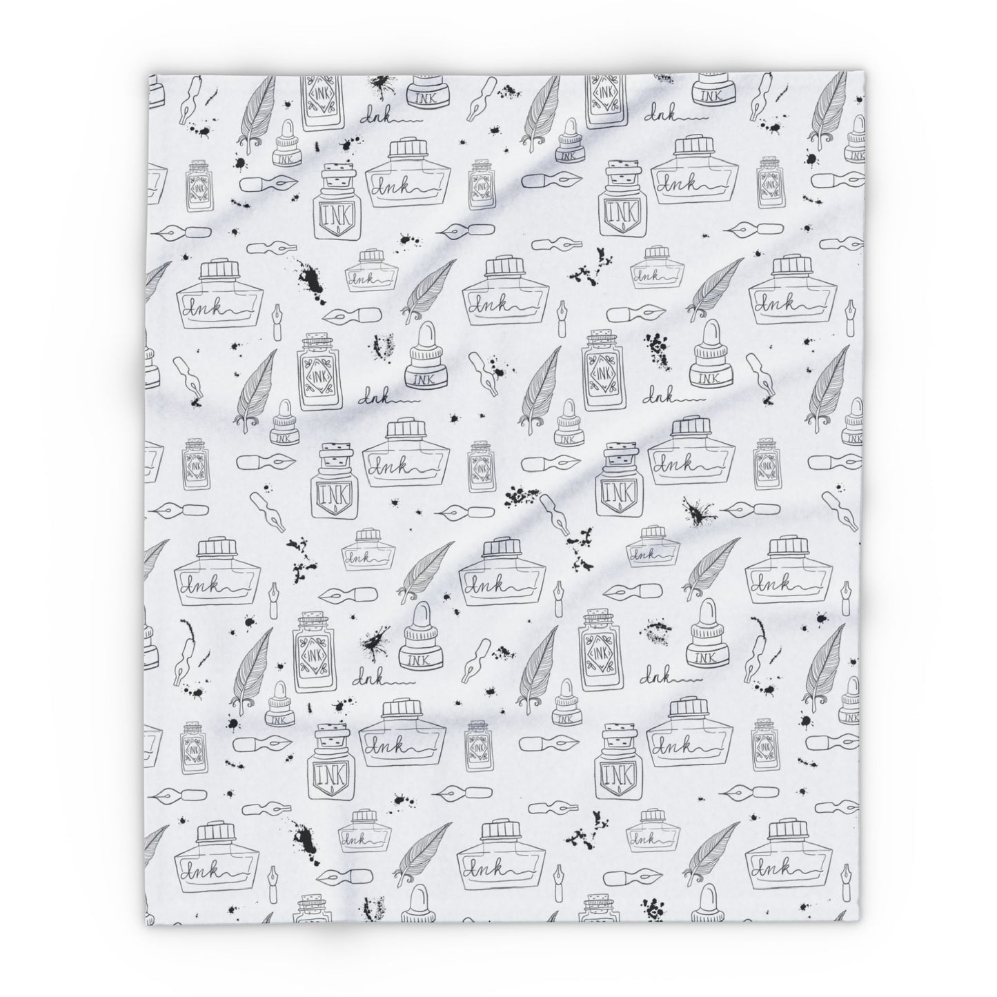 Tortured Poets Inspired Black and White Arctic Fleece Blanket | 30x40", 50x60", 60x80" | Swiftie Gift Fan | ink, pen, feathers, writer