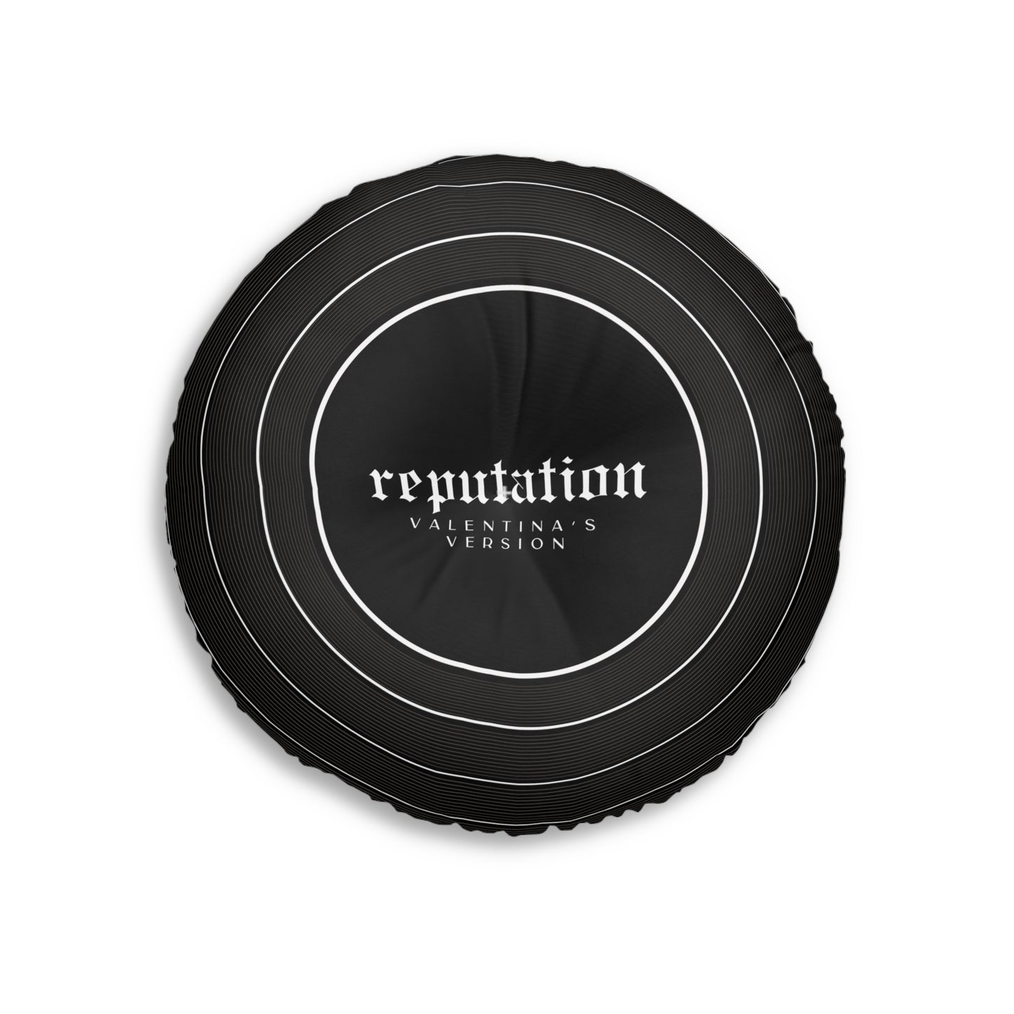 Personalized Tufted Floor Pillow, REPUTATION Black Vinyl Record l CUSTOM Version Name and Era | 30"x30" & 26"x26" | Swiftie Gift Fan