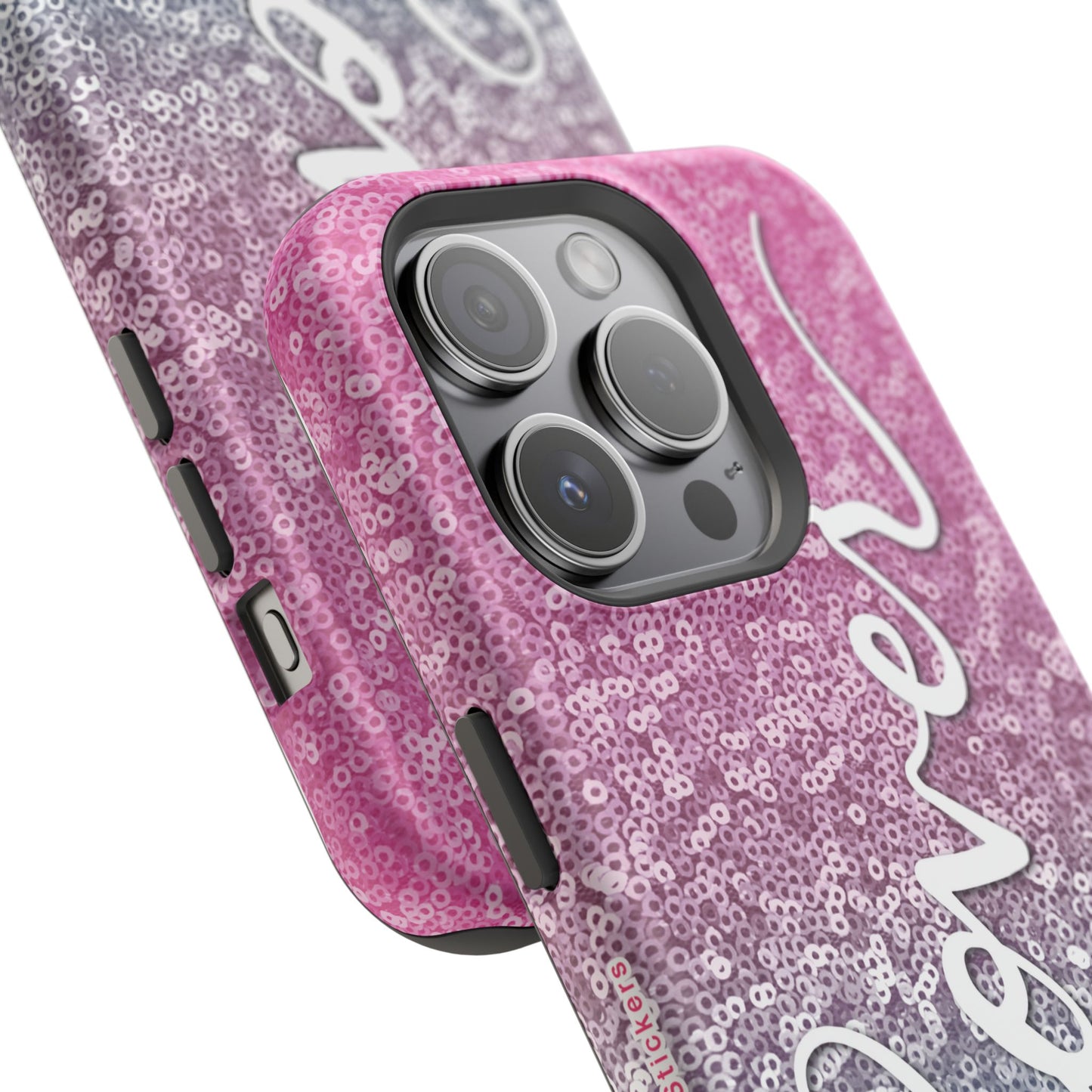 MagSafe Tough Cases | LOVER Pink Blue SEQUIN Glitter | iPhone 15, 14, 13 | Perfect Unique Valentine's Day Gift for Wife, Girlfriend