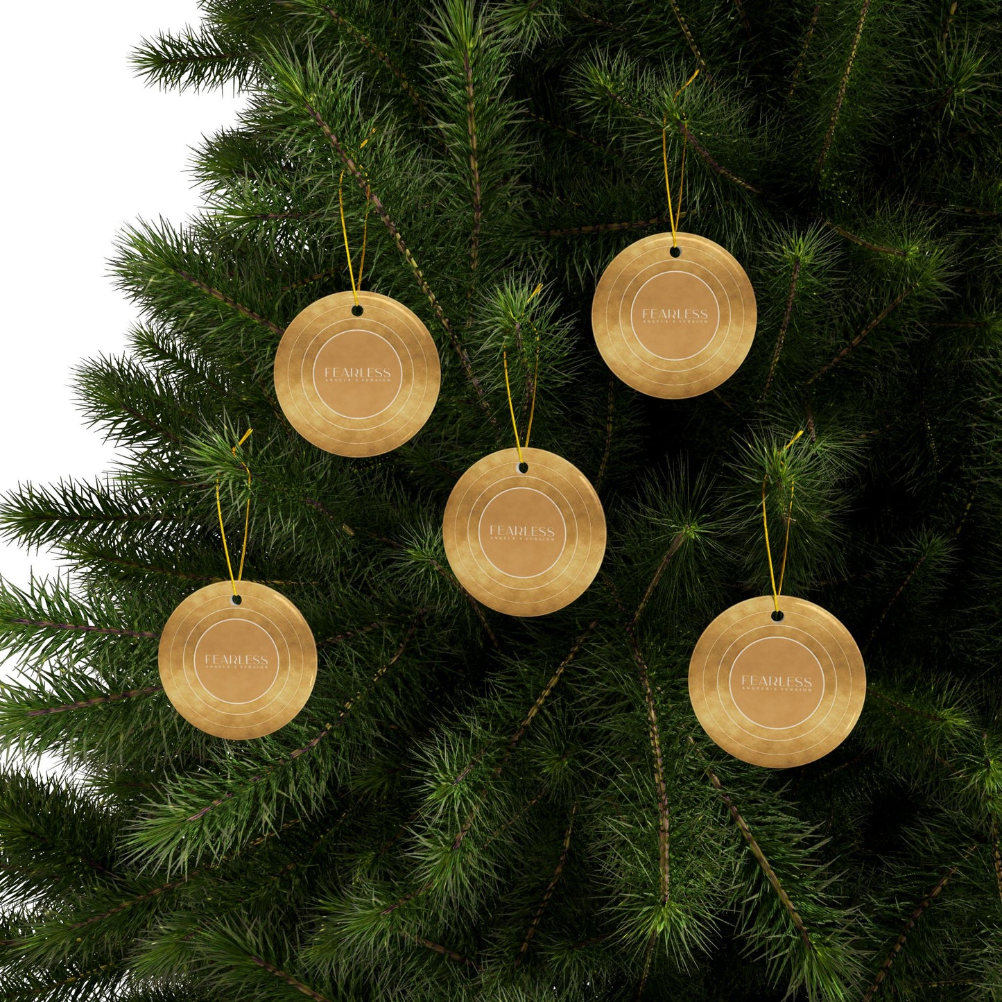Personalized Ceramic Ornament, FEARLESS Faux Gold Vinyl Record | CUSTOM VERSION's Name or Era | 4" x 4" | Swiftie Gift Fan Present