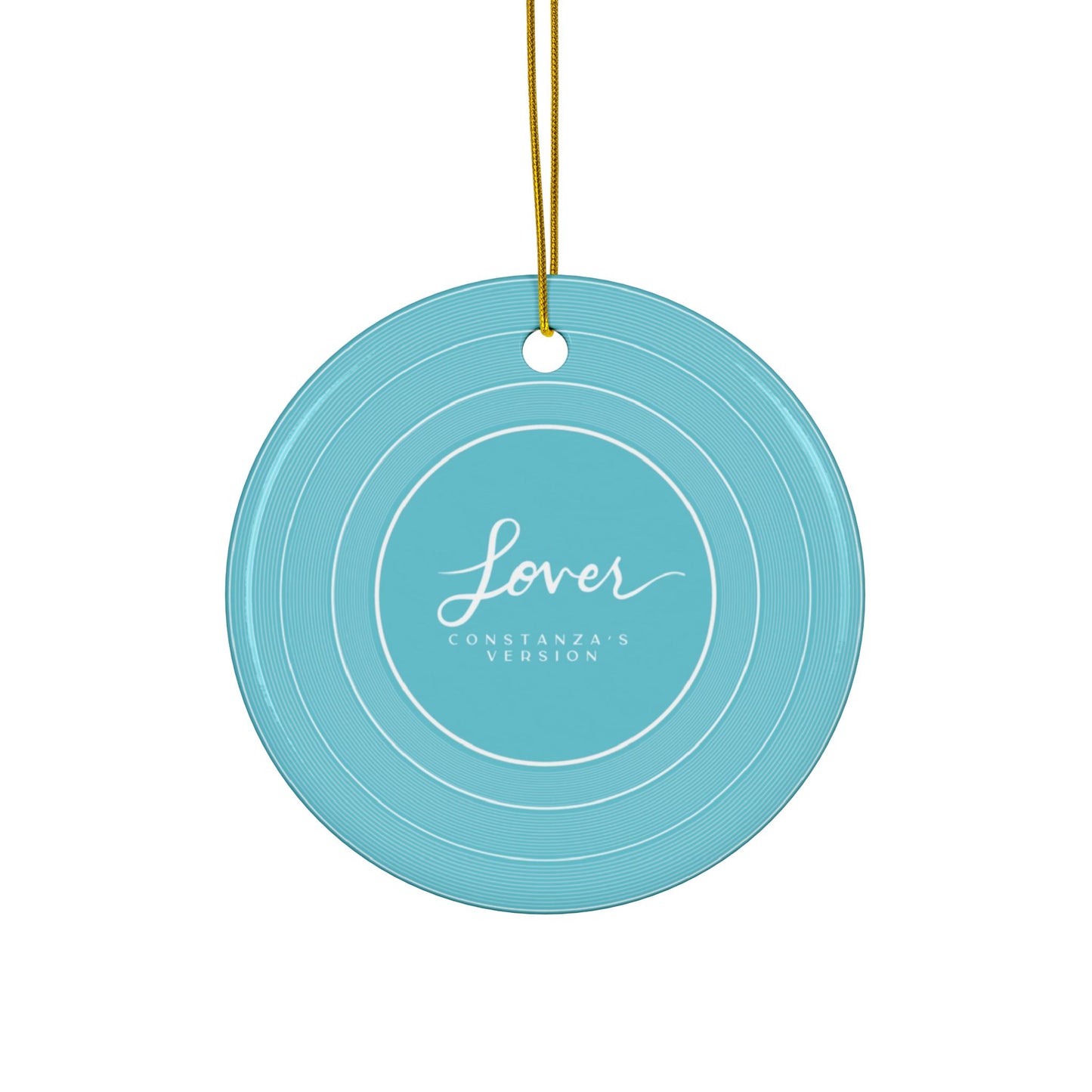 Personalized Ceramic Ornament, LOVER Blue Clouds Vinyl Record | CUSTOM VERSION's Name or Era | 4" x 4" | Swiftie Gift Fan Present