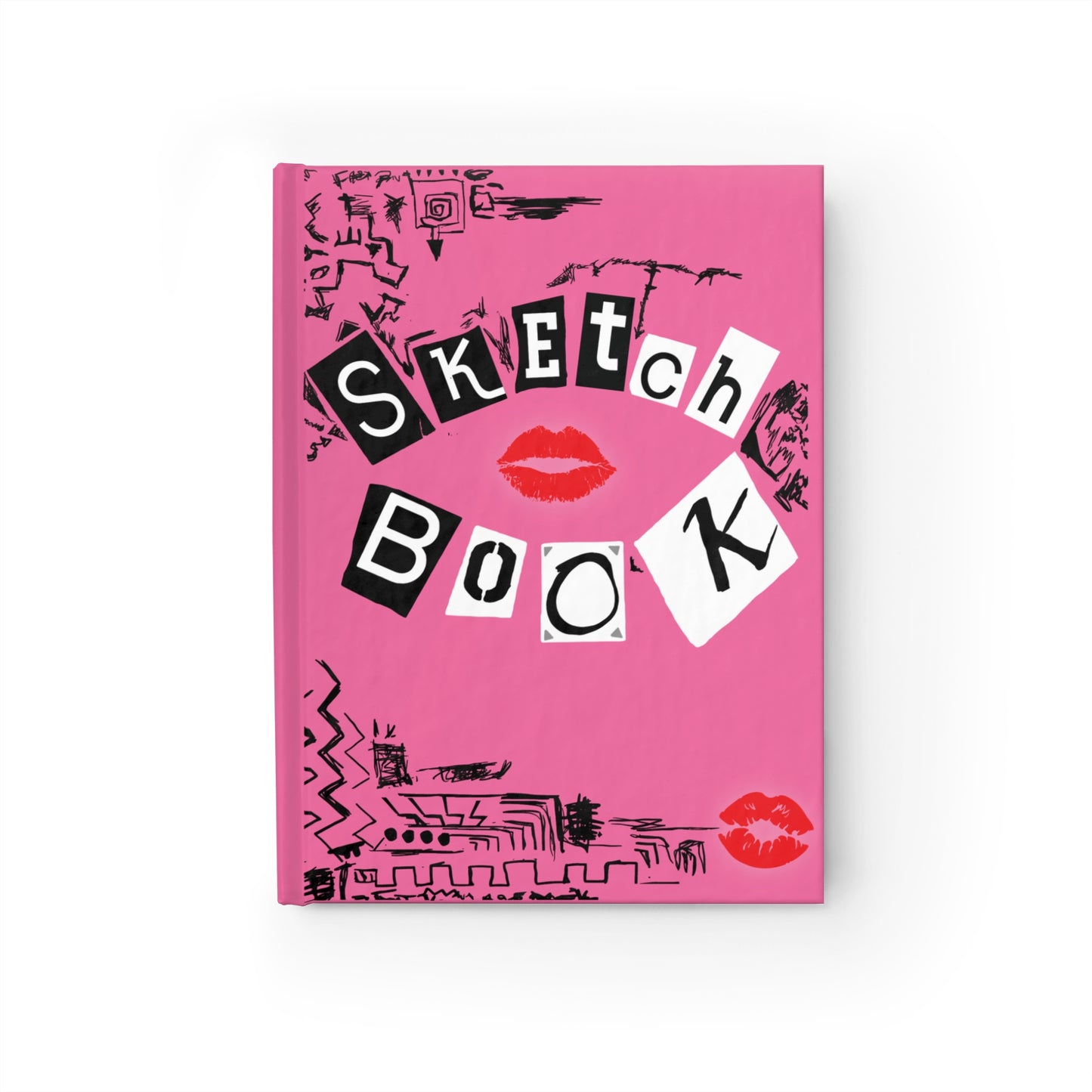 BURN BOOK (Sketch Book) Hardcover Journal 5 x 7 inches, 128 blank pages (64 sheets), Regina George MEAN Girls Inspired Cover, Pink Notebook
