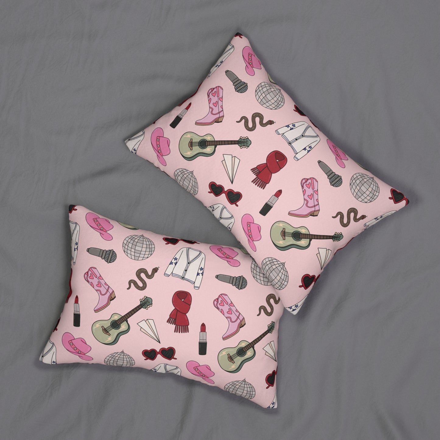 Eras Inspired PINK Spun Polyester Lumbar Pillow | 20" × 14" | Swiftie Gift Fan Present | All Too Well Scarf