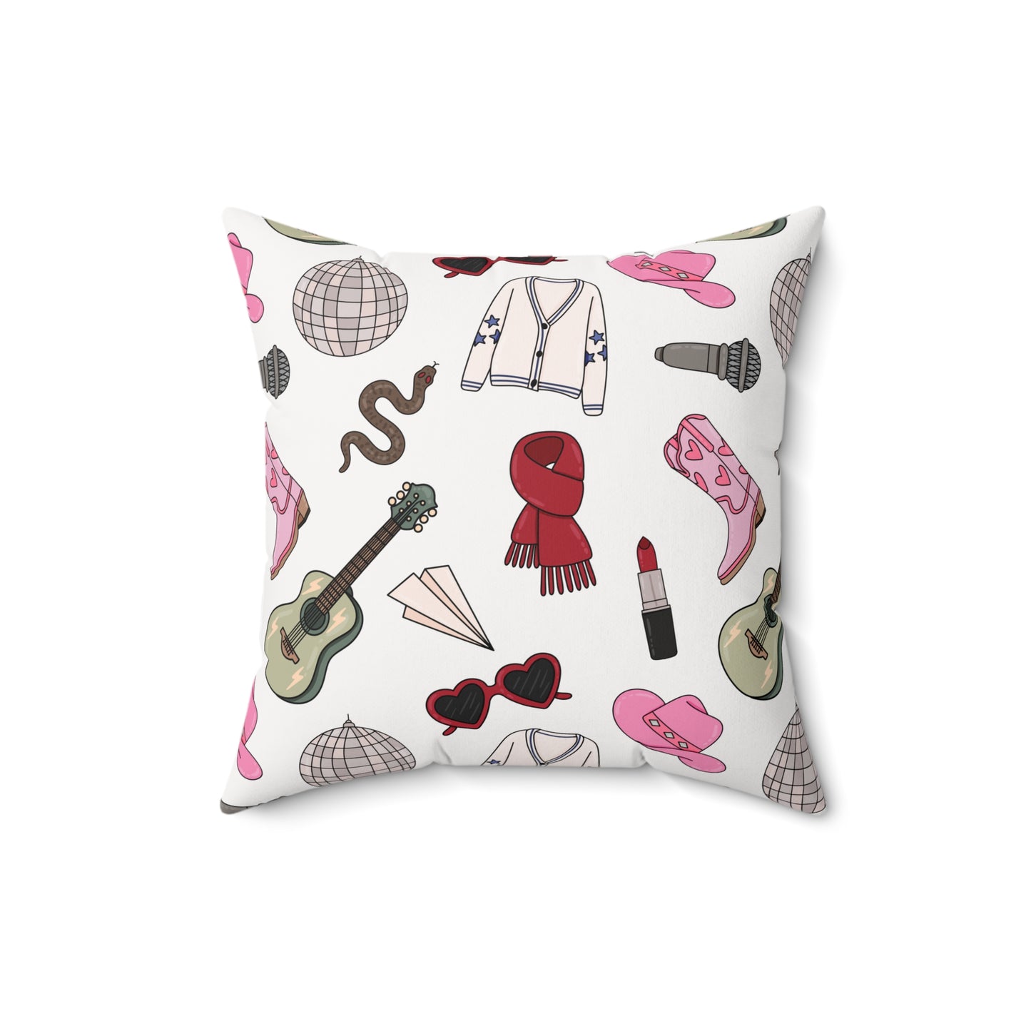 Eras Inspired Spun Polyester Square Pillow | 14x14, 16x16, 18x18, and 20x20 inches | Swiftie Gift Fan Present | All Too Well Scarf
