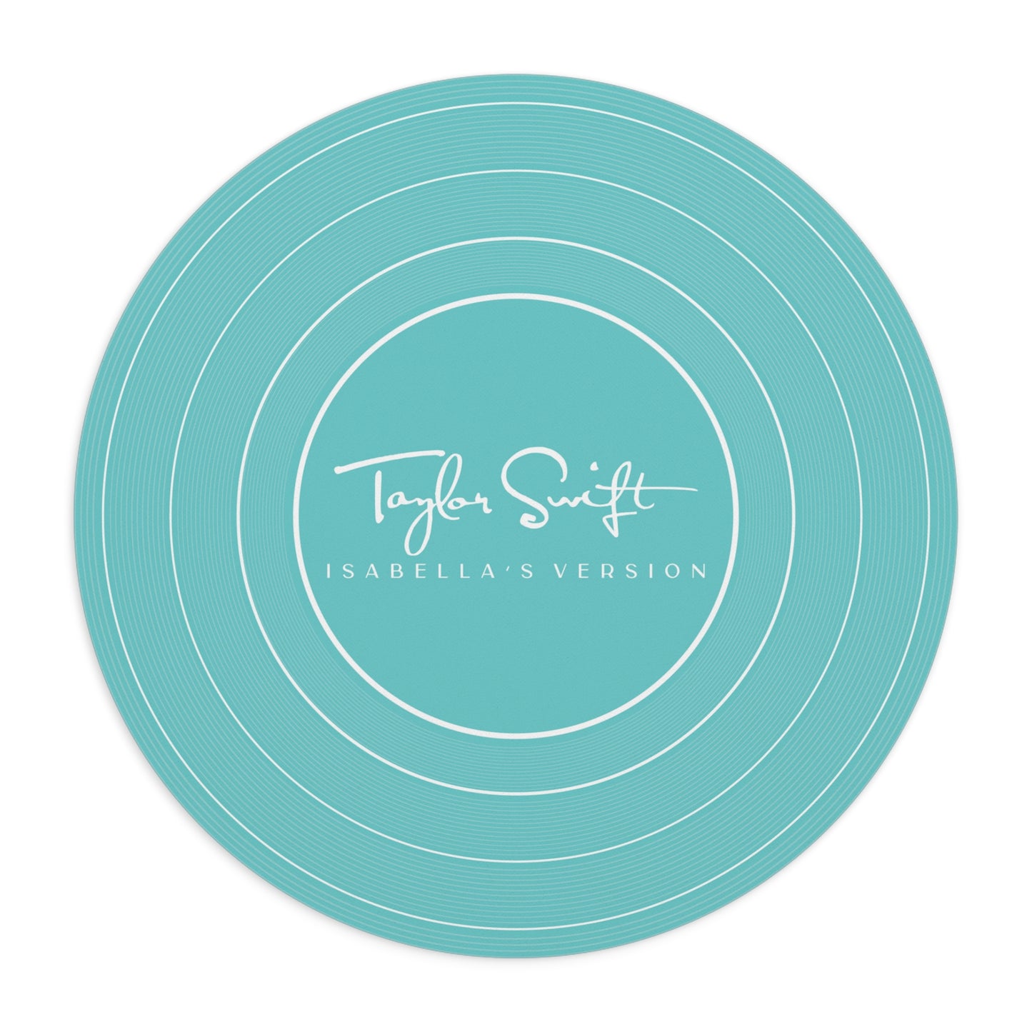 Personalized Mouse Pad, AQUA BLUE Vinyl Record | Custom Version's Name or ERA | Round 8" x 8" | Swiftie Fan Gift Present