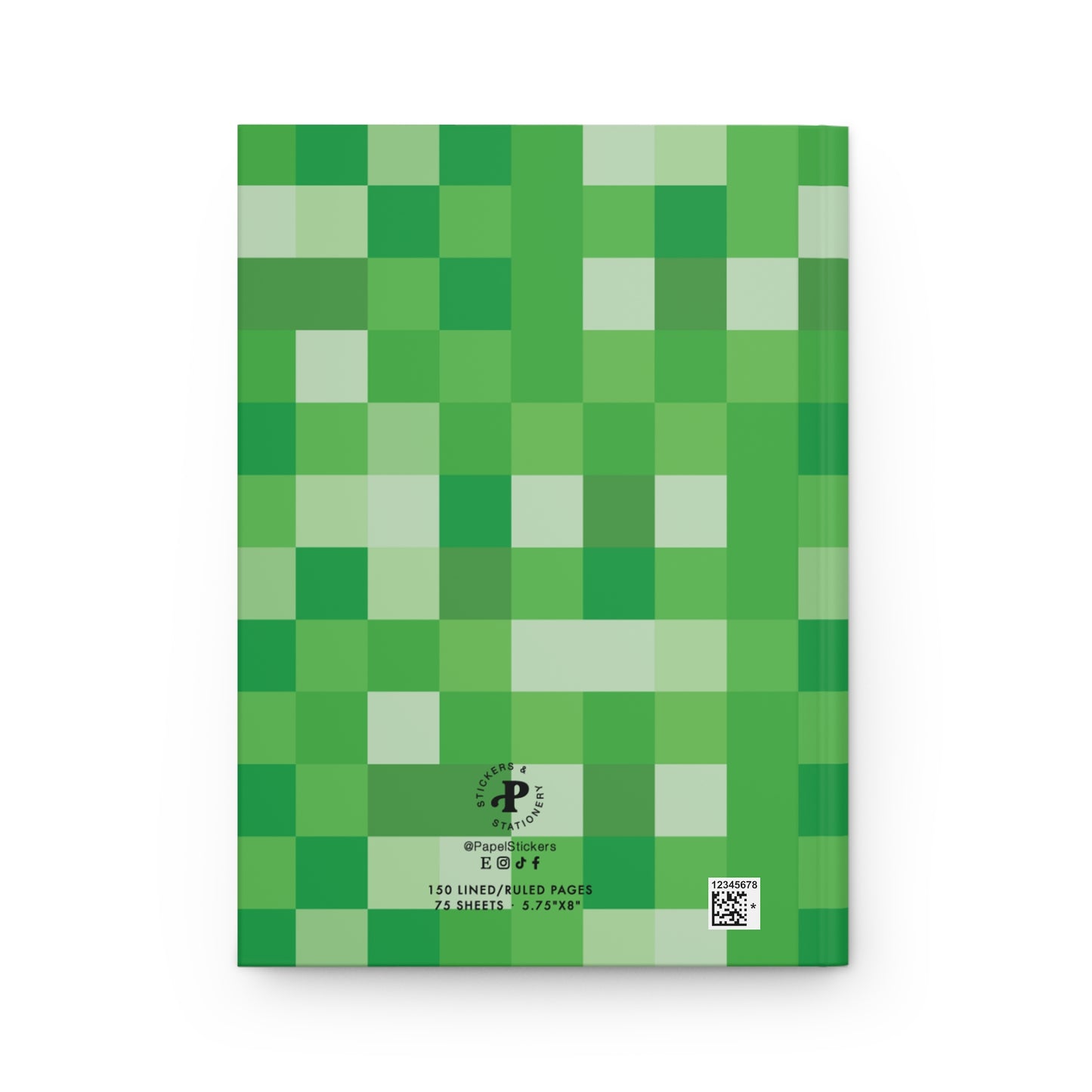 Personalized MINECRAFT Hardcover Journal 5.75"x8" | 150 lined pages | GREEN CREEPER Inspired Cover | Perfect Video Gamer Gift Notebook