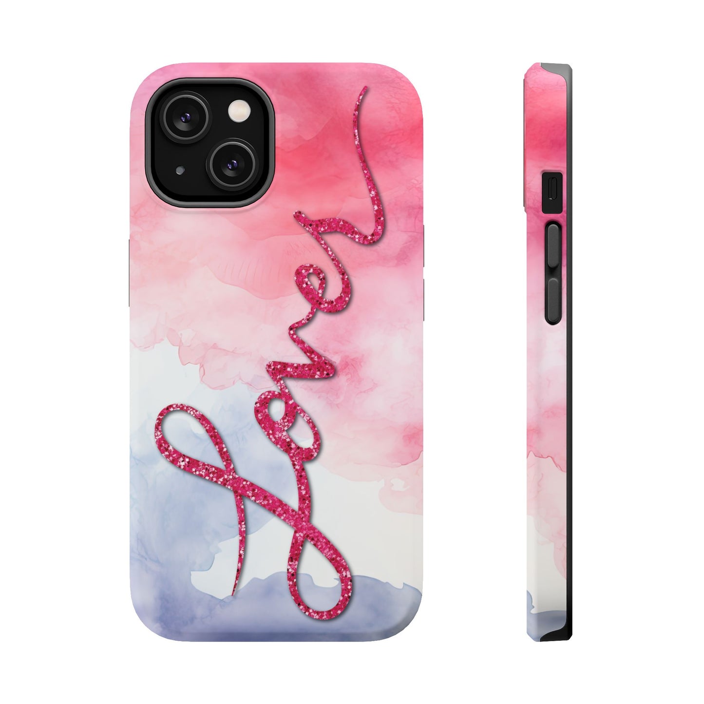 MagSafe Tough Cases | LOVER Watercolor Pink Blue Glitter | iPhone 15, 14, 13 | Perfect Unique Valentine's Day Gift for Wife, Girlfriend