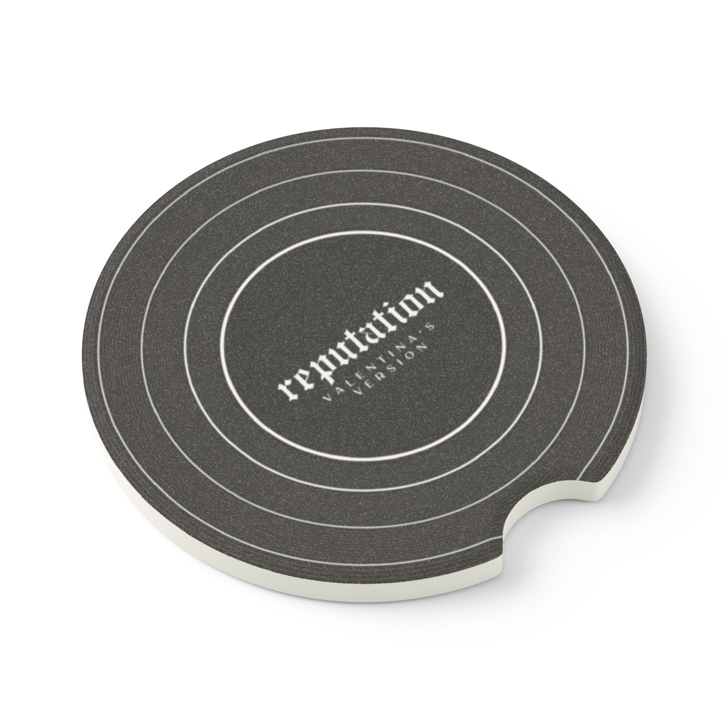 Personalized REPUTATION Black Vinyl Record Soapstone Car Coaster, CUSTOM VERSION's Name | 2.6" x 2.6" round | Swiftie Fan Gift