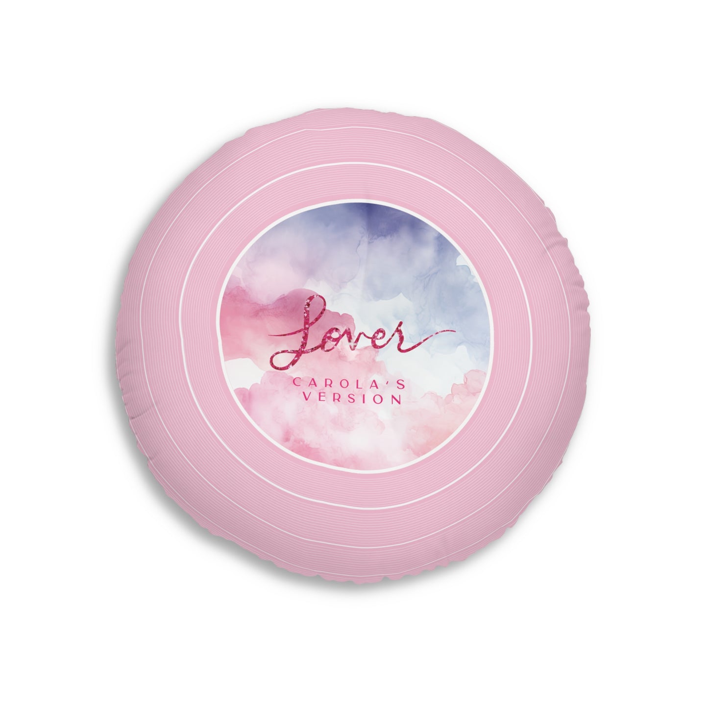 Personalized Tufted Floor Pillow, LOVER Pink and Blue Vinyl Record CUSTOM VERSION Name or Era | 30"x30" & 26"x26" | Swiftie Gift Fan Present