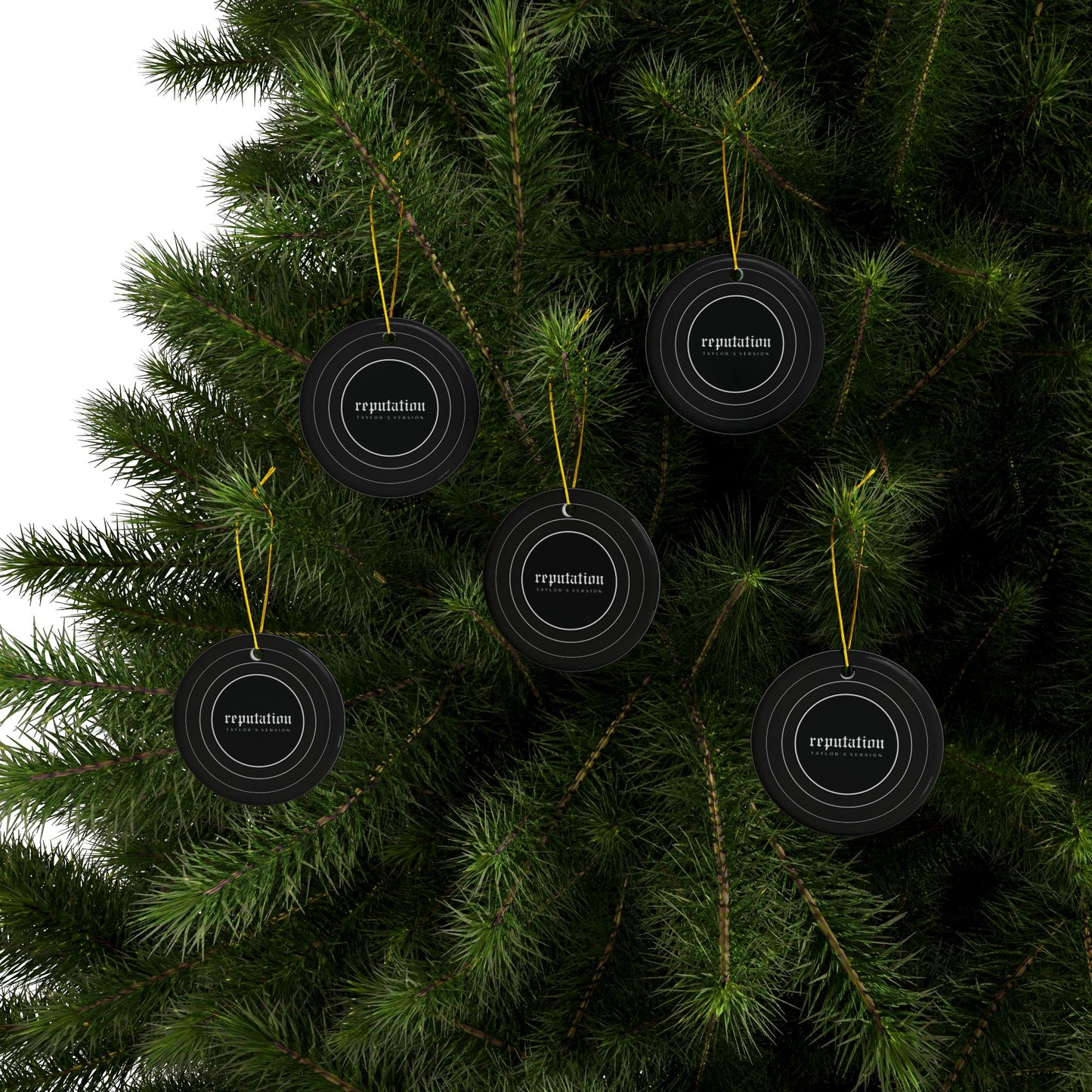 Personalized Ceramic Ornament, REPUTATION Black Vinyl Record | CUSTOM VERSION's Name or Era | 4" x 4" | Swiftie Gift Fan Present