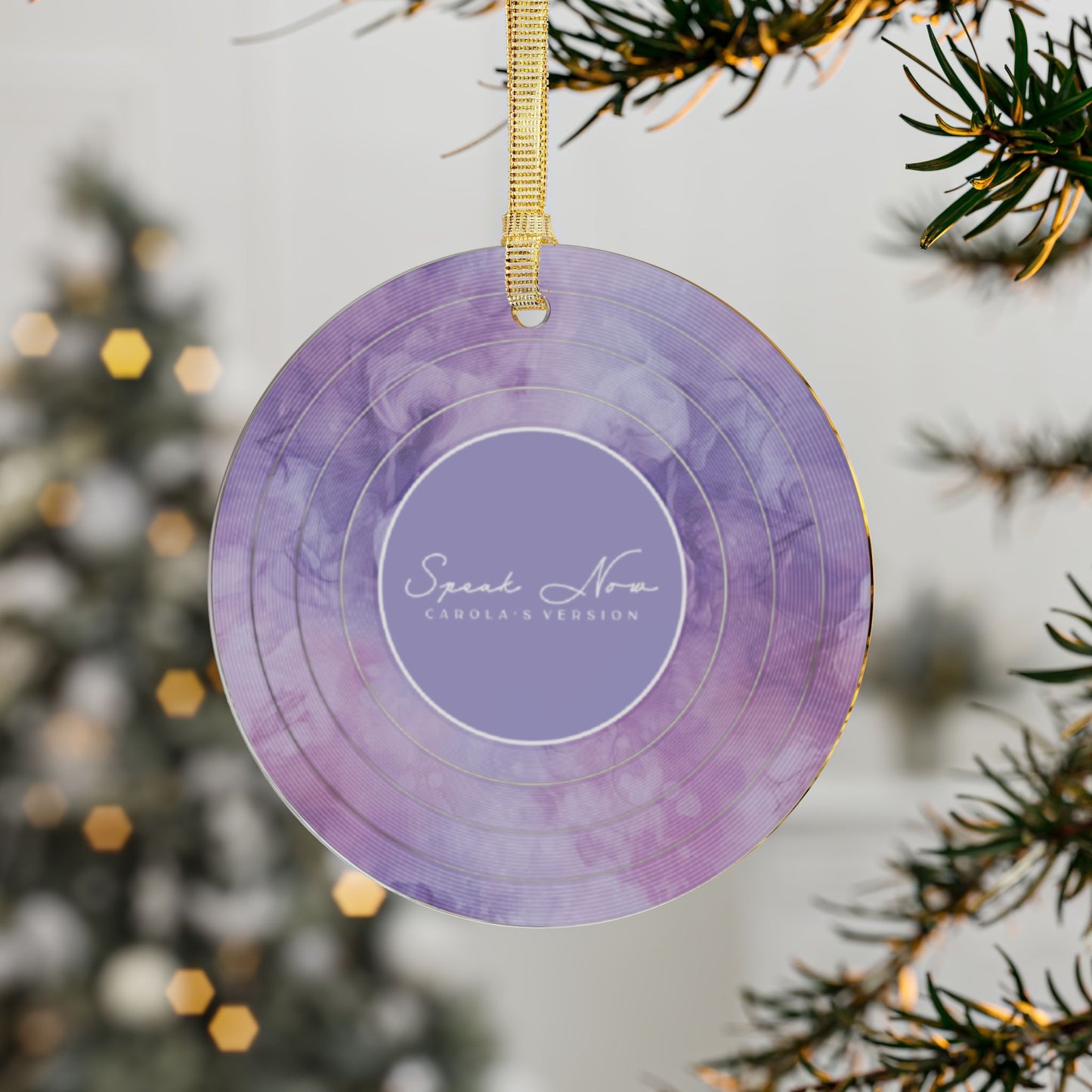 Personalized Acrylic Ornaments, SPEAK NOW Purple Haze Vinyl Record | CUSTOM Version, Name or Era | 4" x 4" | Swiftie Gift Fan Present