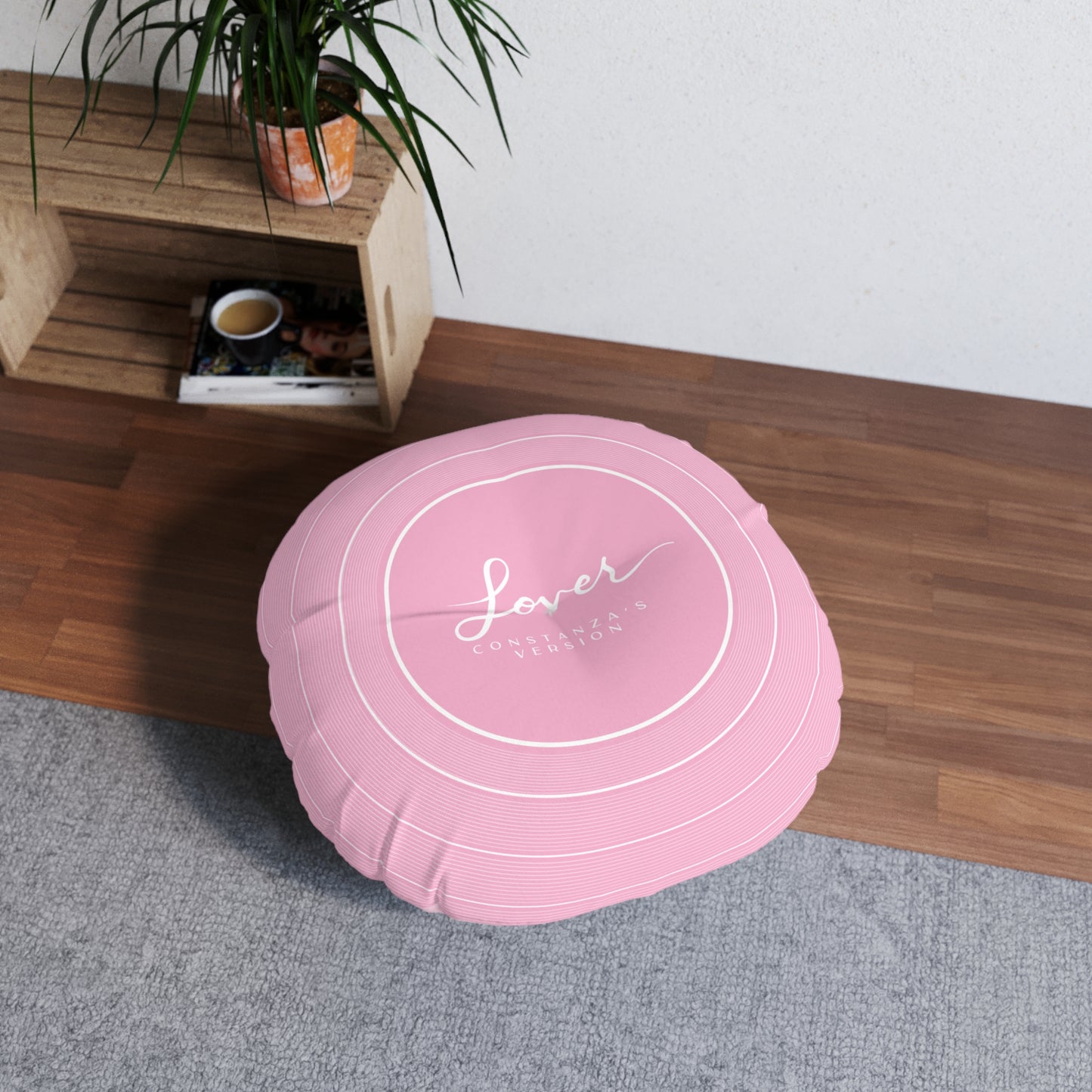 Personalized Tufted Floor Pillow, LOVER Pink and Blue Vinyl Record l CUSTOM Version Name and Era | 30"x30" & 26"x26" | Swiftie Gift Fan