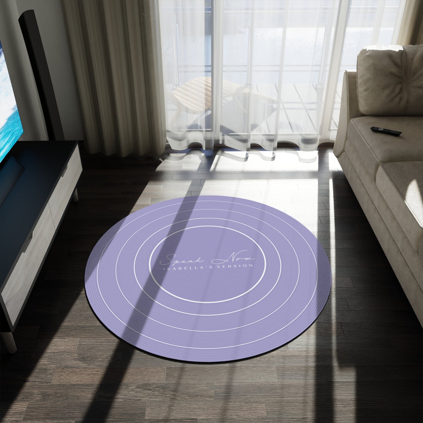 Personalized Round Rug SPEAK NOW Purple Vinyl Record | CUSTOM Version, Name and Era | 60" x 60" | Swiftie Gift Fan Present
