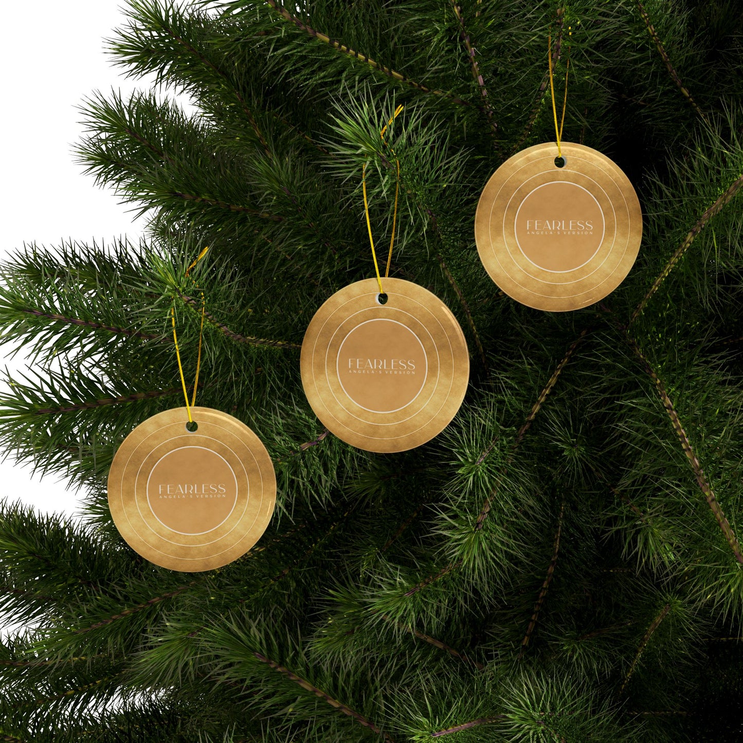 Personalized Ceramic Ornament, FEARLESS Faux Gold Vinyl Record | CUSTOM VERSION's Name or Era | 4" x 4" | Swiftie Gift Fan Present