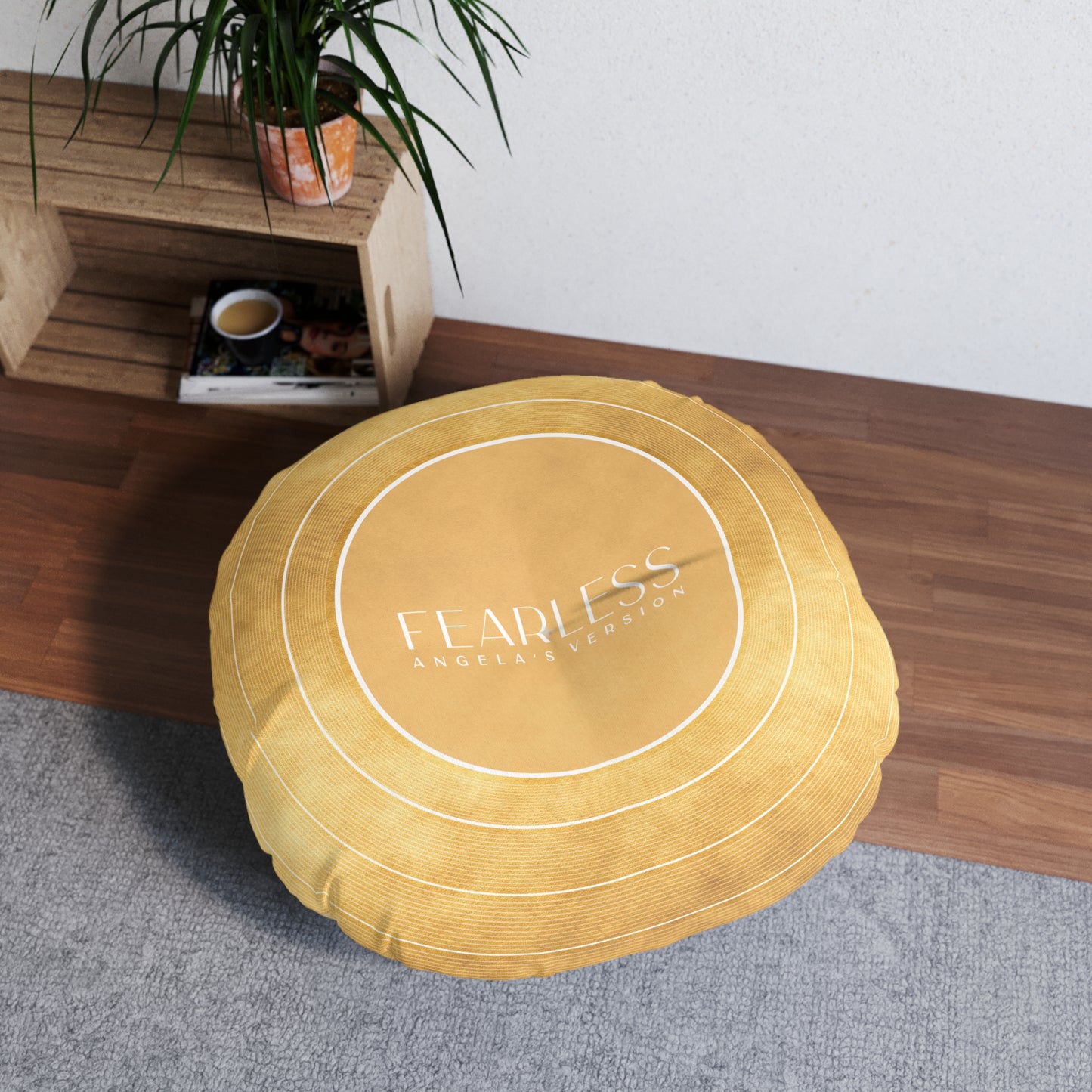 Personalized Tufted Floor Pillow, FEARLESS Faux Gold Vinyl Record l CUSTOM Version Name and Era | 30"x30" & 26"x26" | Swiftie Gift Fan