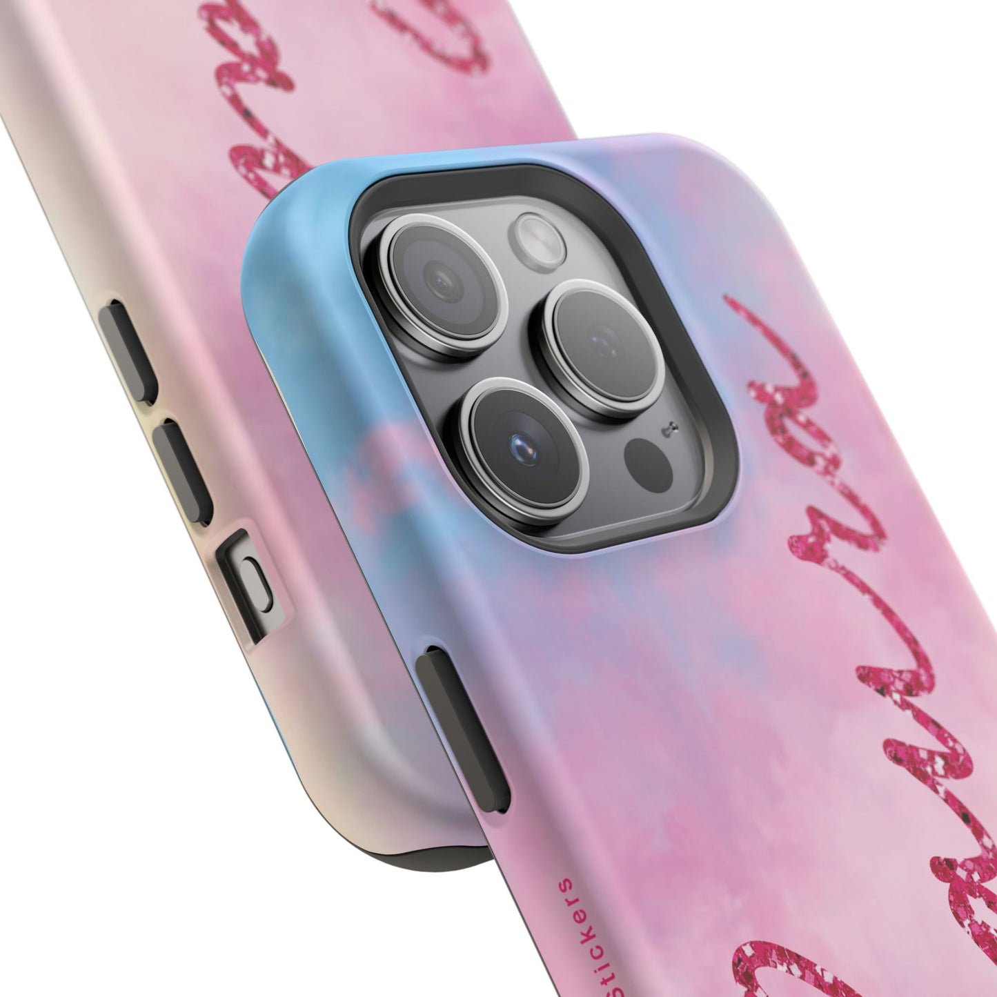 CUSTOM MagSafe Tough Cases | LOVER Faux Pink Glitter Personalized Name | iPhone 15, 14, 13 | Perfect Unique Present Swiftie Fan Gift