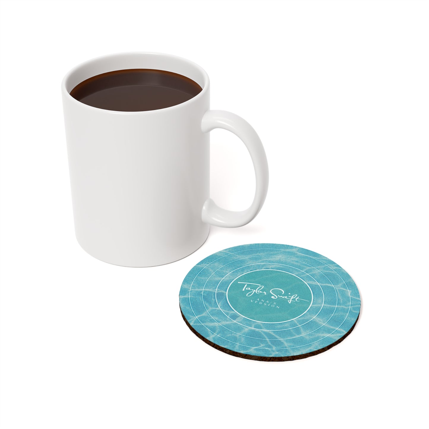 Personalized Cork Back Coaster | Pool Water BLUE Vinyl Record | CUSTOM Version, Name or Era | 4" x 4" | Swiftie Gift Fan Present