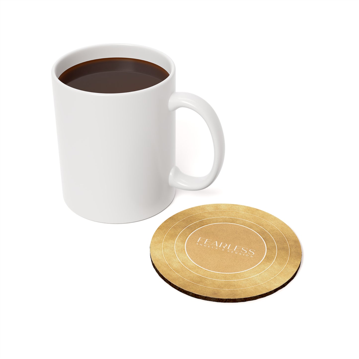 Personalized Cork Back Coaster, FEARLESS Faux Gold Vinyl Record | CUSTOM VERSION's Name or Era | 4" x 4" | Swiftie Gift Fan Present
