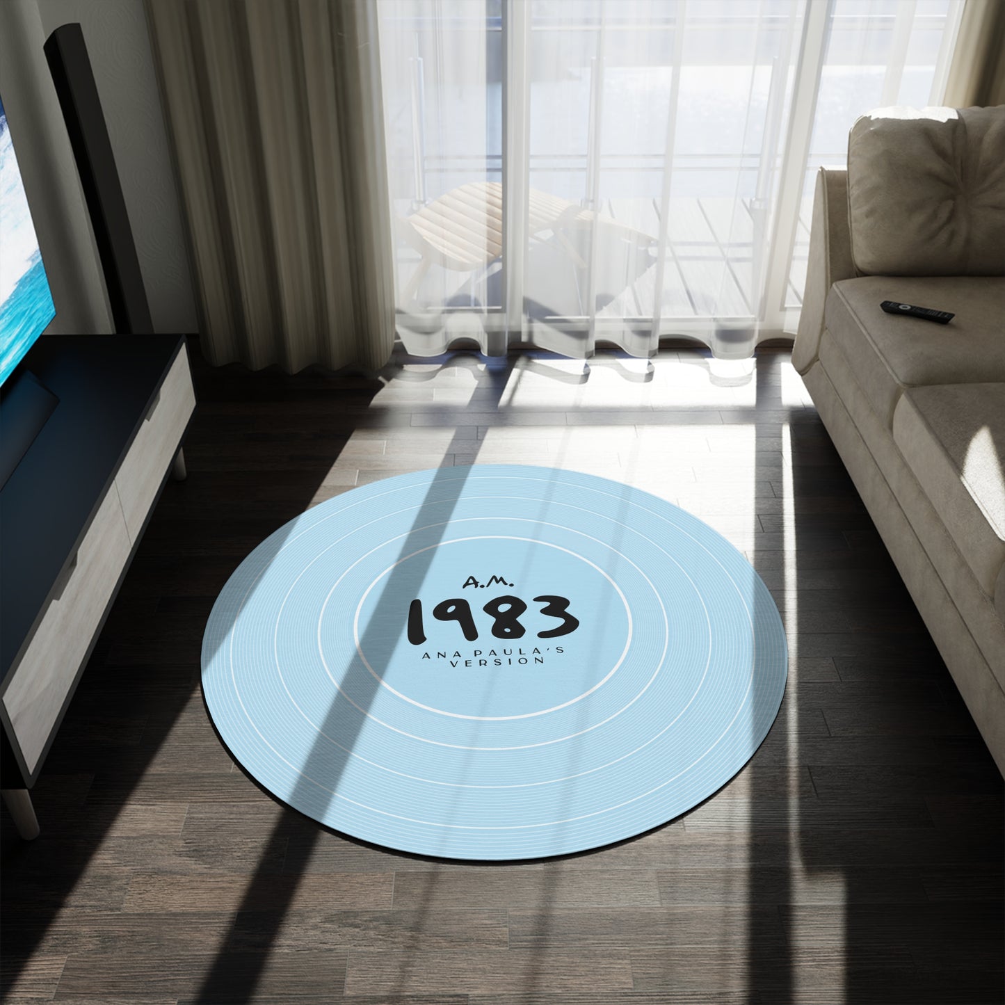 Personalized Round Rug 1989 Sky Blue Vinyl Record | CUSTOM VERSION Name and Era | 60" x 60" | Swiftie Gift Fan Present